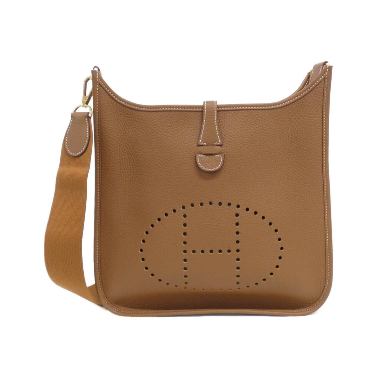 Hermes Gold Taurillon Clemence Leather Shoulder Bag (Pre-Owned)