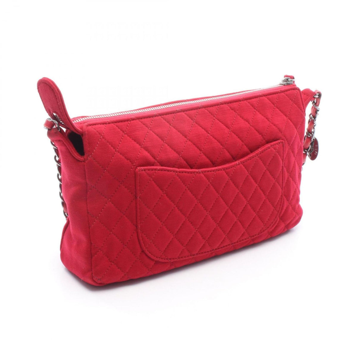 Chanel Matelasse Red Color Cotton Handbag Shoulder Bag (Pre-Owned)