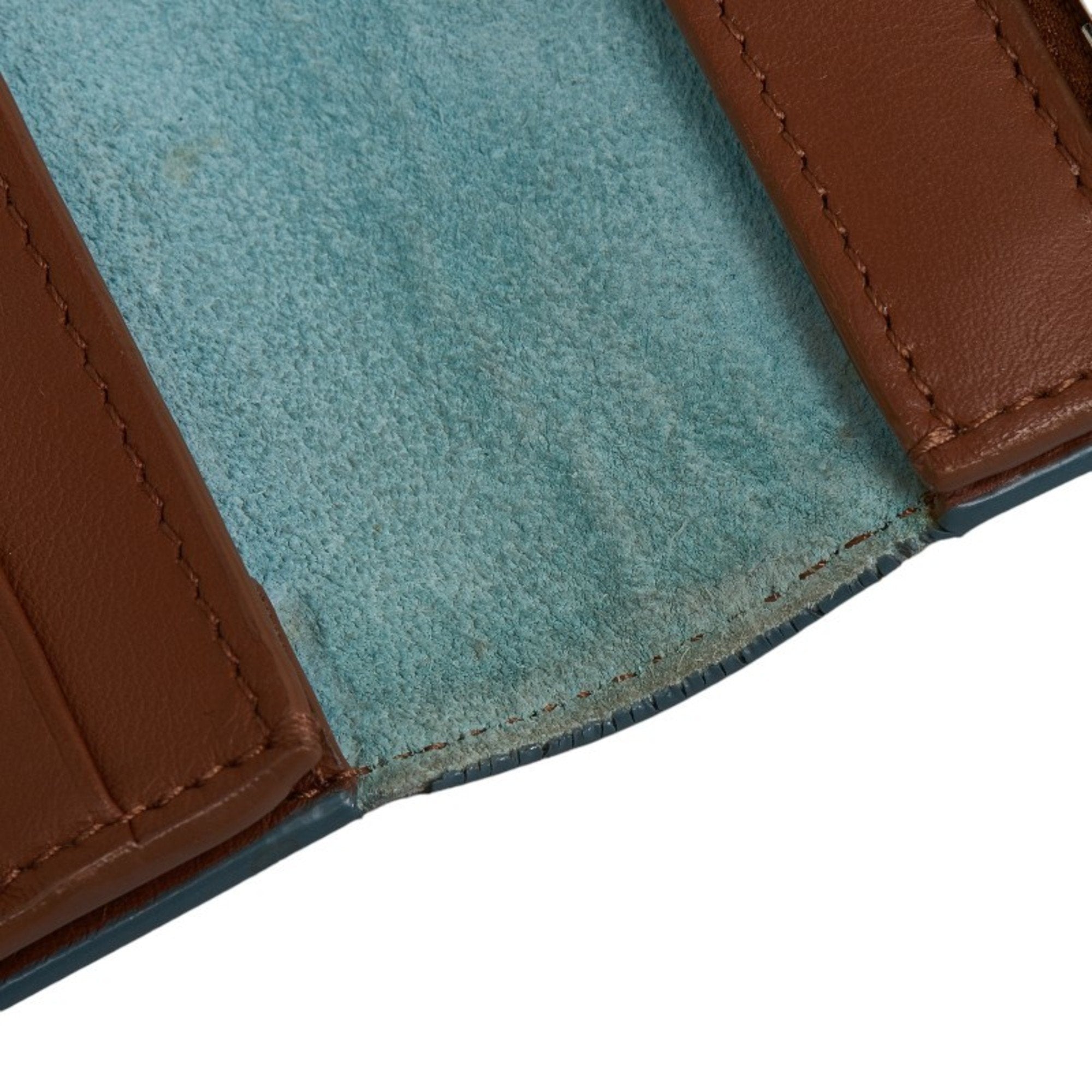 Celine Blue Brown Leather Wallet (Bi-Fold) (Pre-Owned)