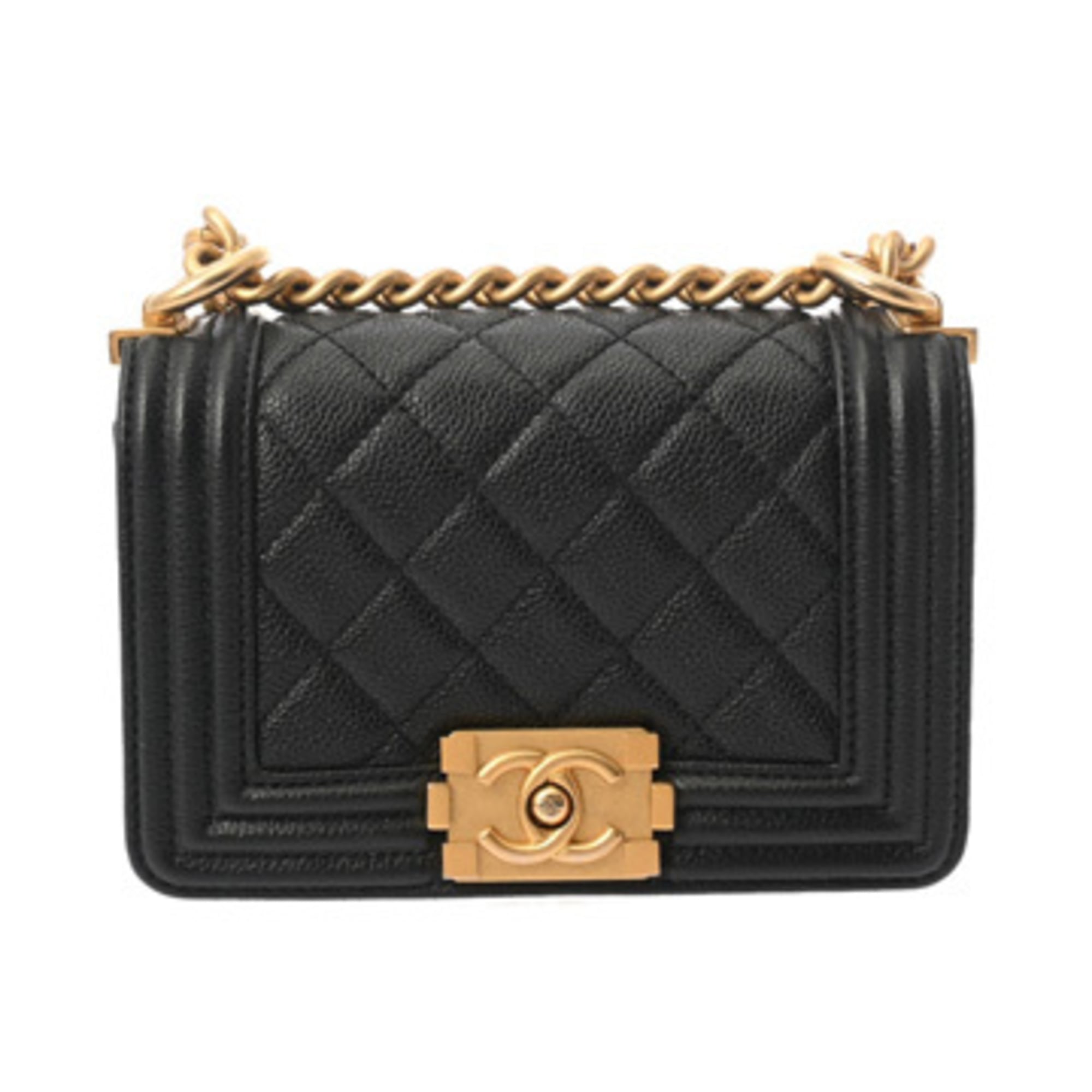 Chanel Black Grained Calfskin Shoulder Bag (Pre-Owned)