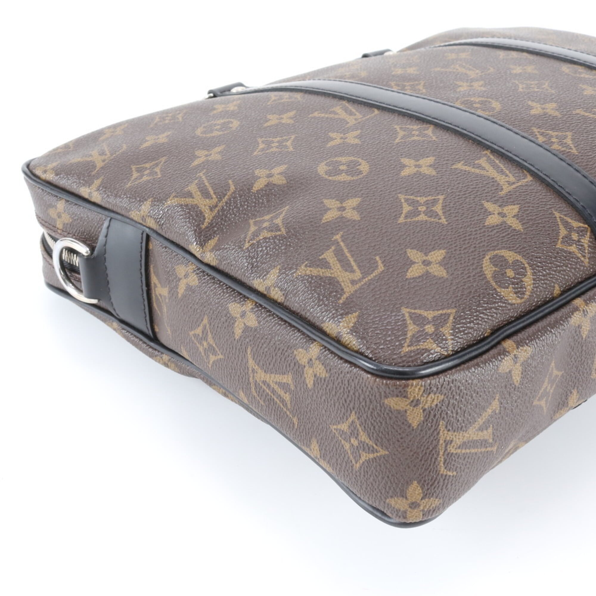 Louis Vuitton Black Brown Monogram Macassar Coated Canvas Leather Handbag (Pre-Owned)