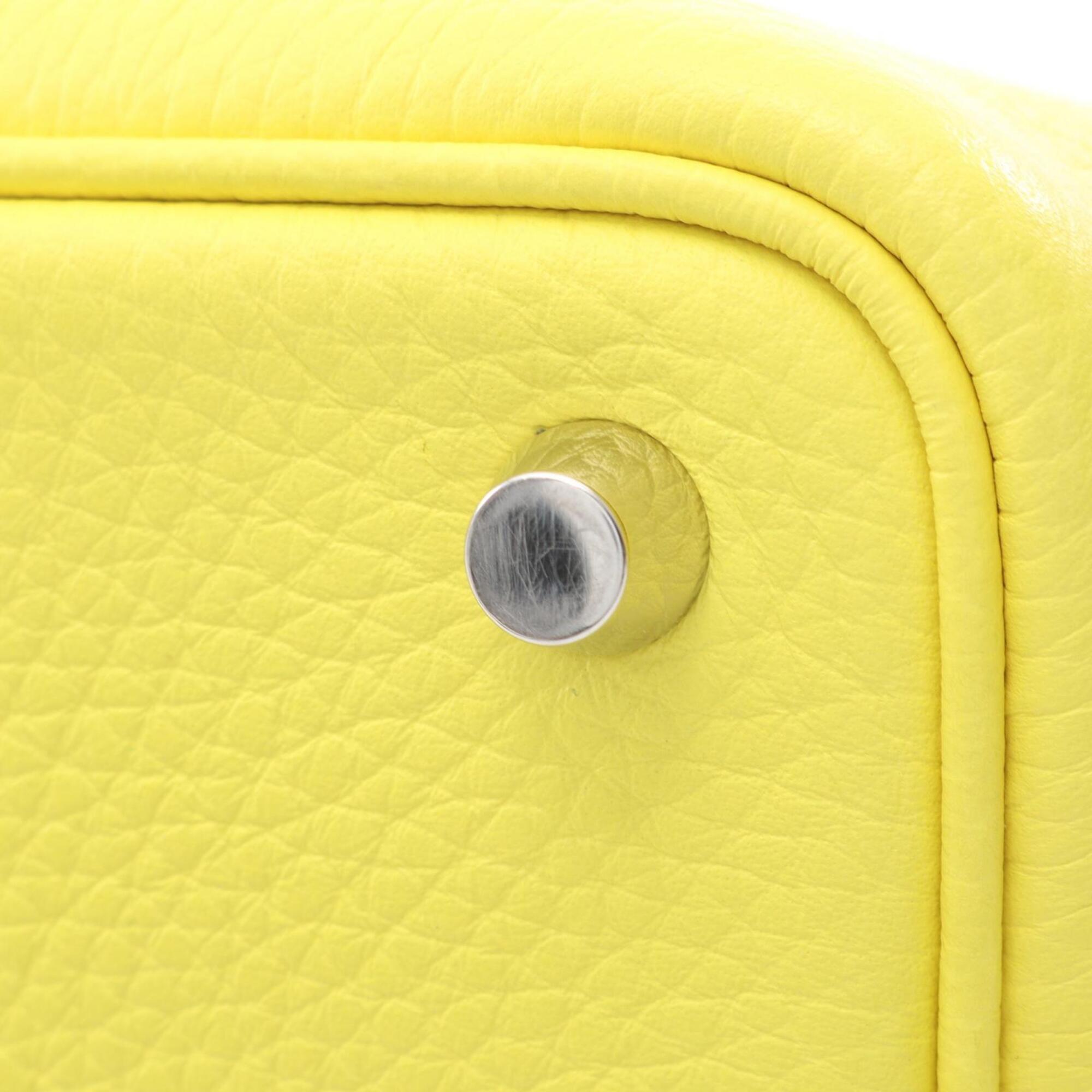 Hermes Lime Yellow Yellow Taurillon Clemence Leather Handbag (Pre-Owned)