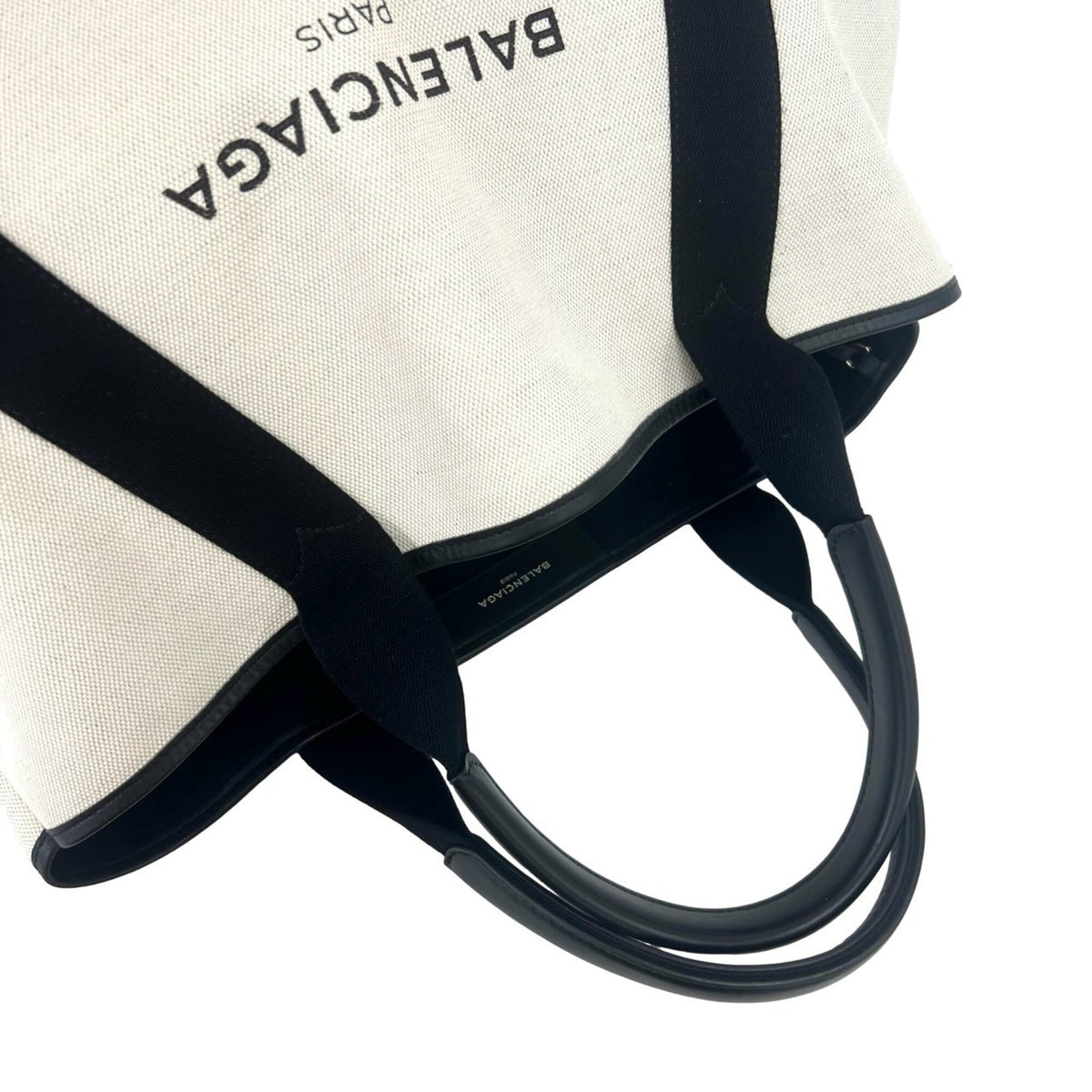 Balenciaga Black White Canvas Leather Pouch Shoulder Bag Tote Bag (Pre-Owned)