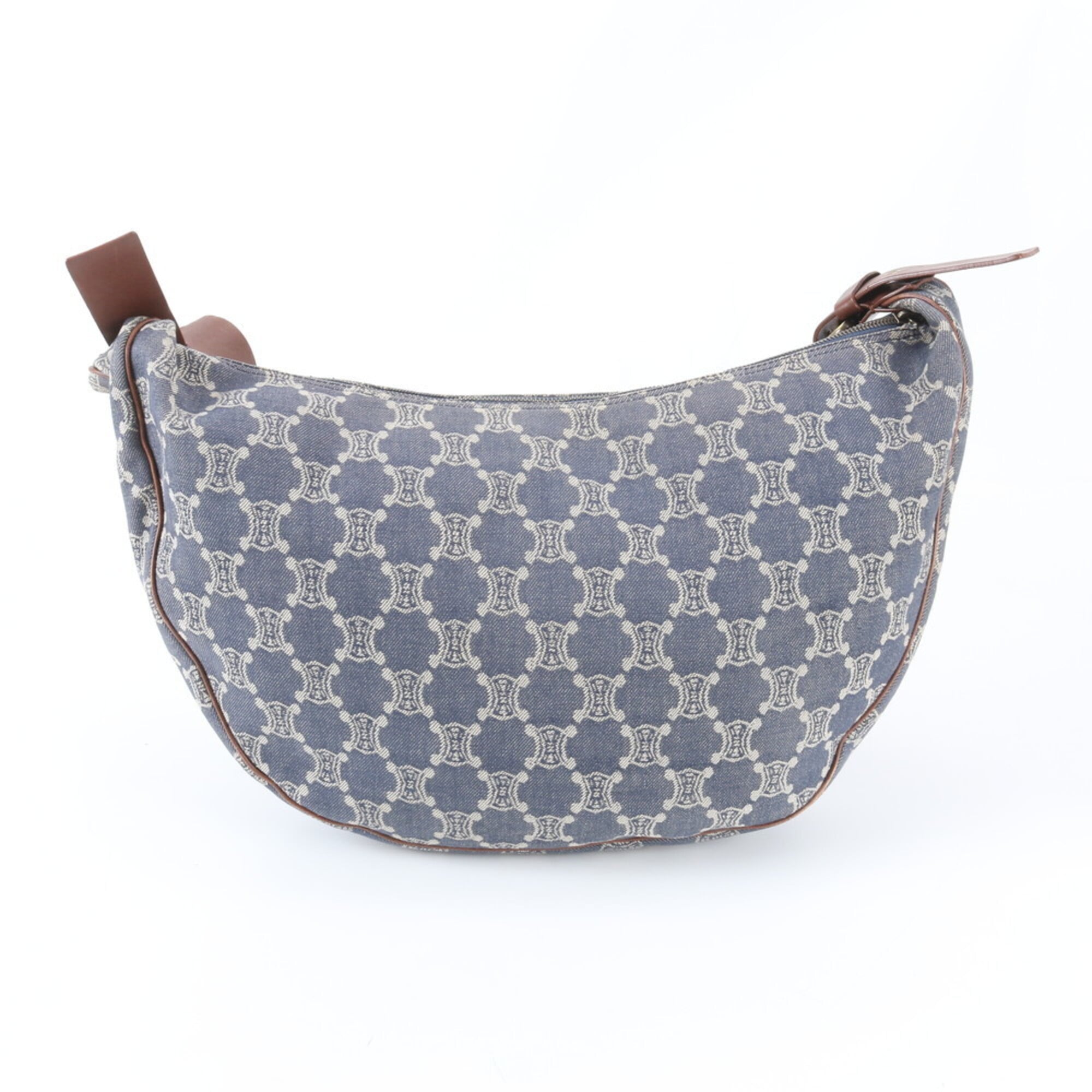 Celine Macadam Brown Leather Canvas Handbag Shoulder Bag (Pre-Owned)