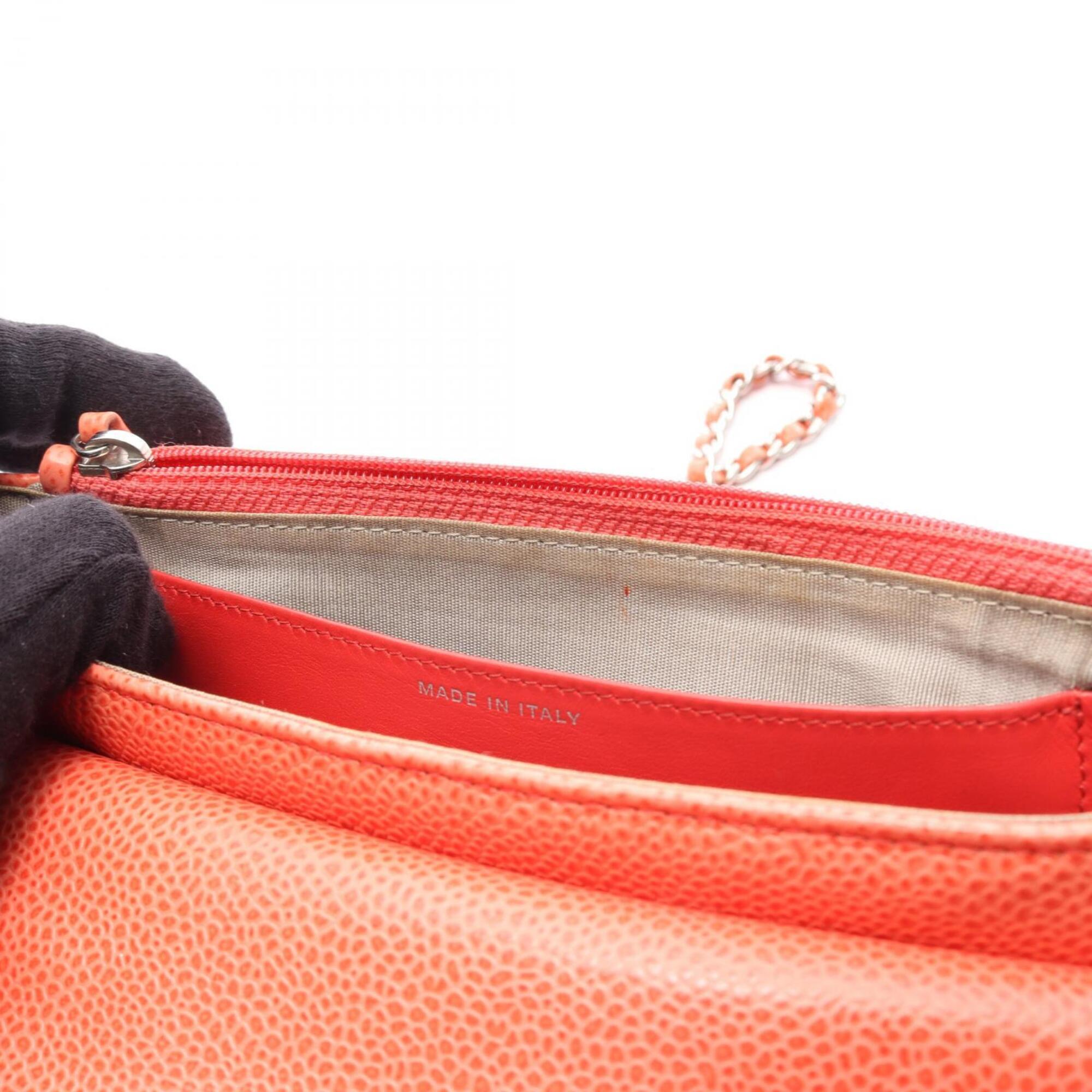 Chanel Orange Leather Handbag Shoulder Bag (Pre-Owned)