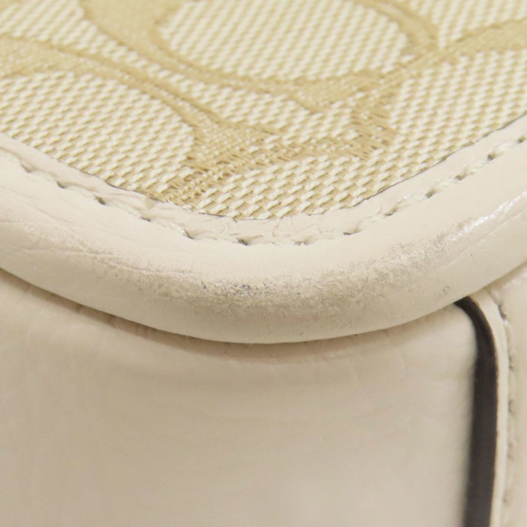 Coach Signature Beige White Canvas Leather Shoulder Bag (Pre-Owned)