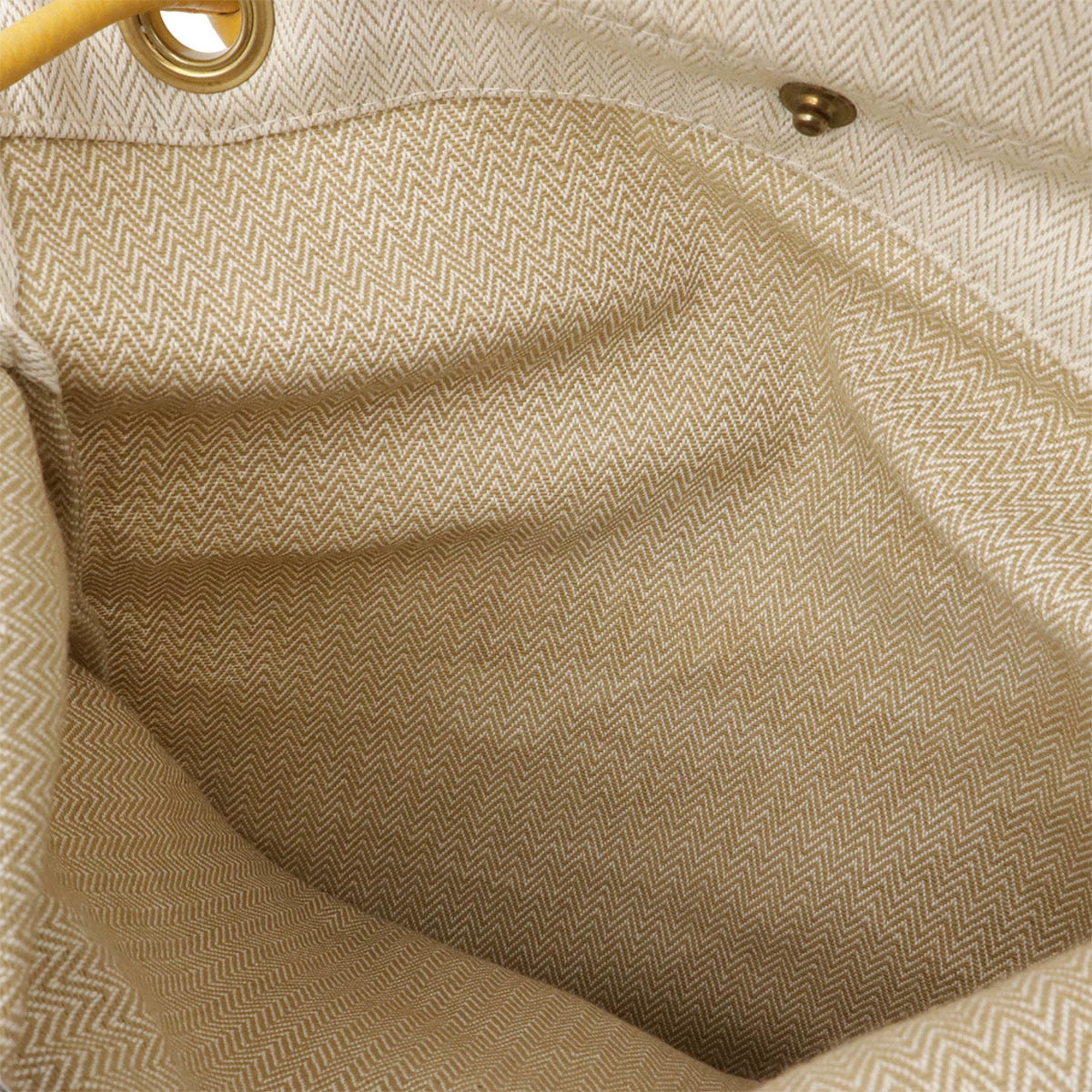 Hermes Natural Yellow Toile Chevron Leather Shoulder Bag (Pre-Owned)