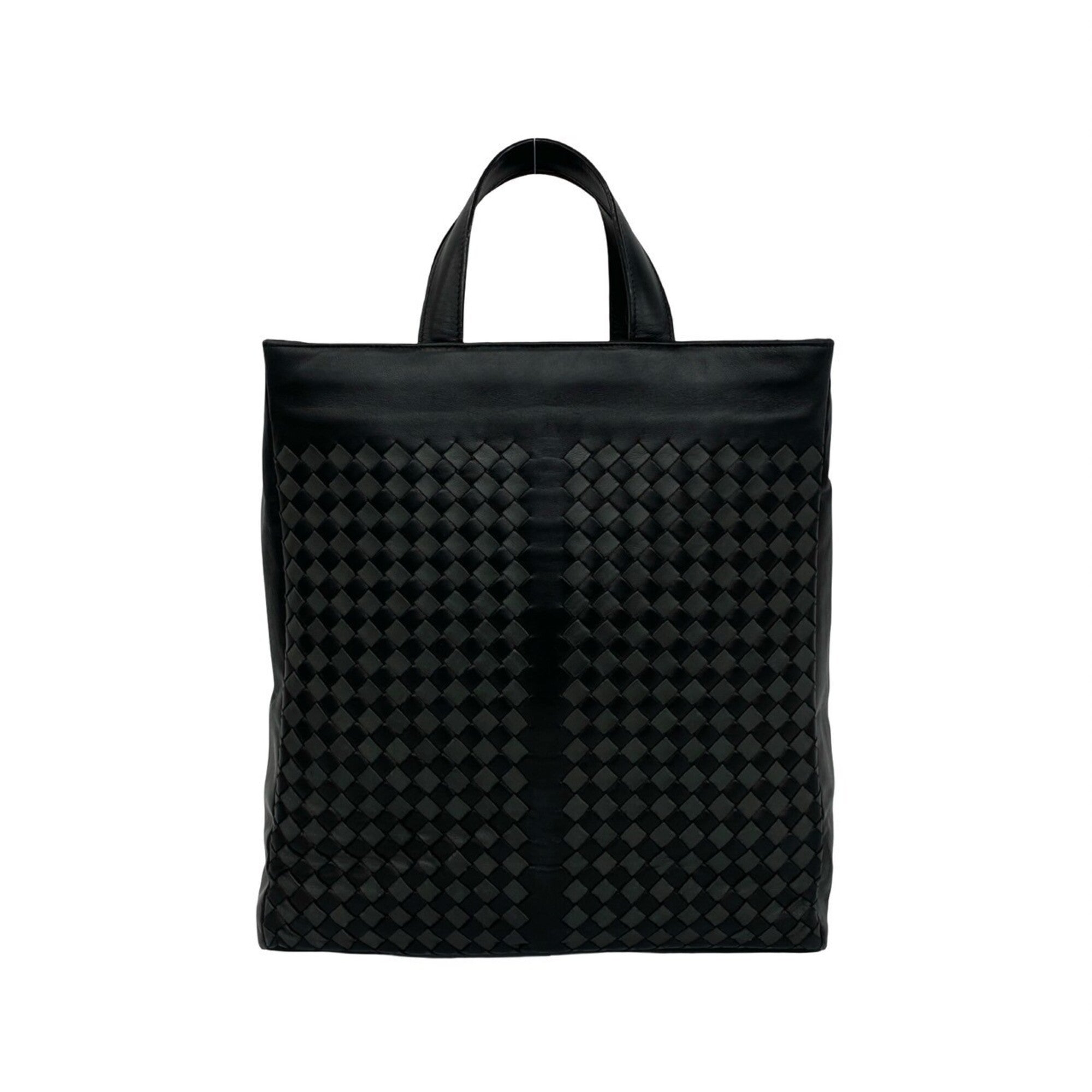 Bottega Veneta Black Gray Leather Handbag Tote Bag (Pre-Owned)