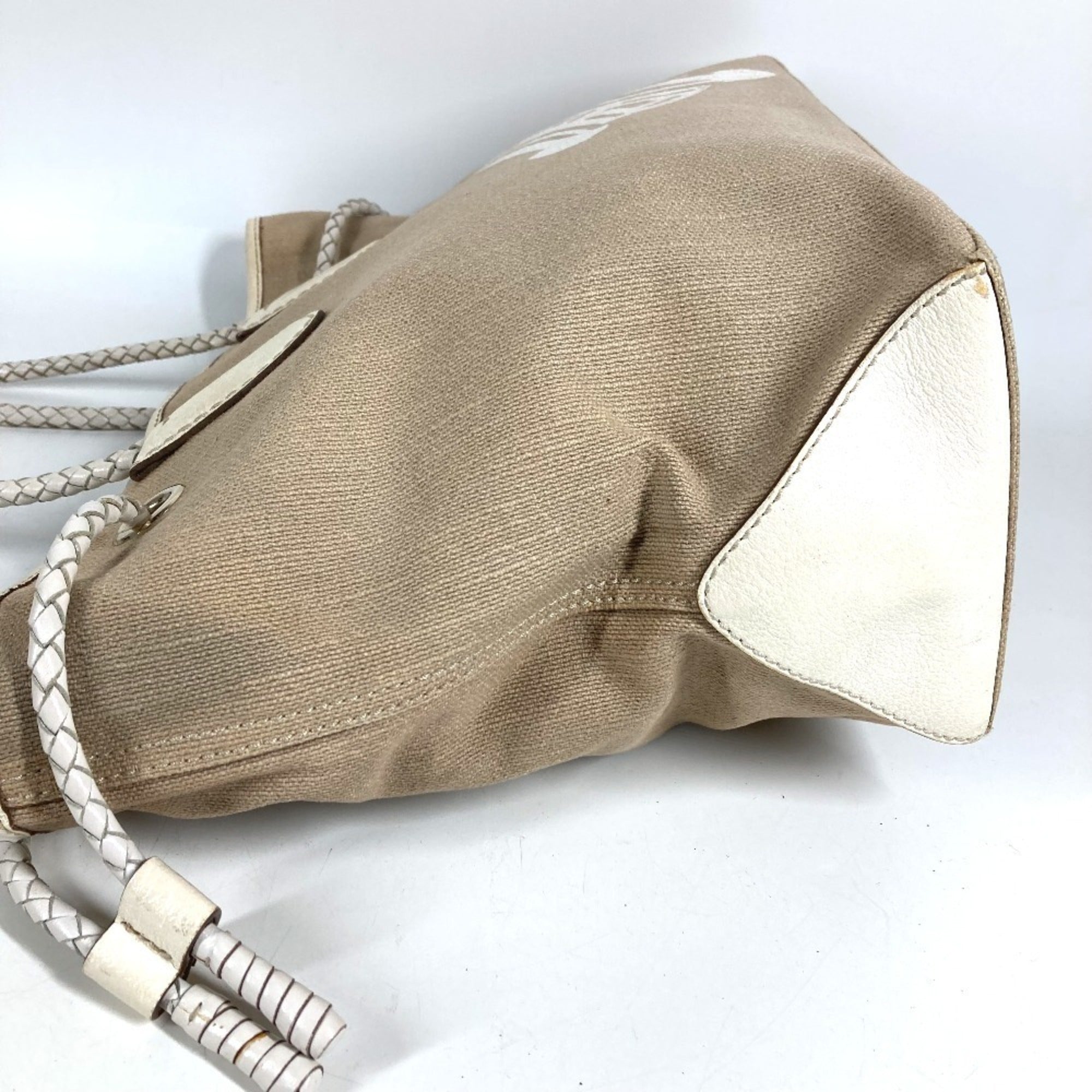 Celine Beige White Leather Shoulder Bag Tote Bag (Pre-Owned)