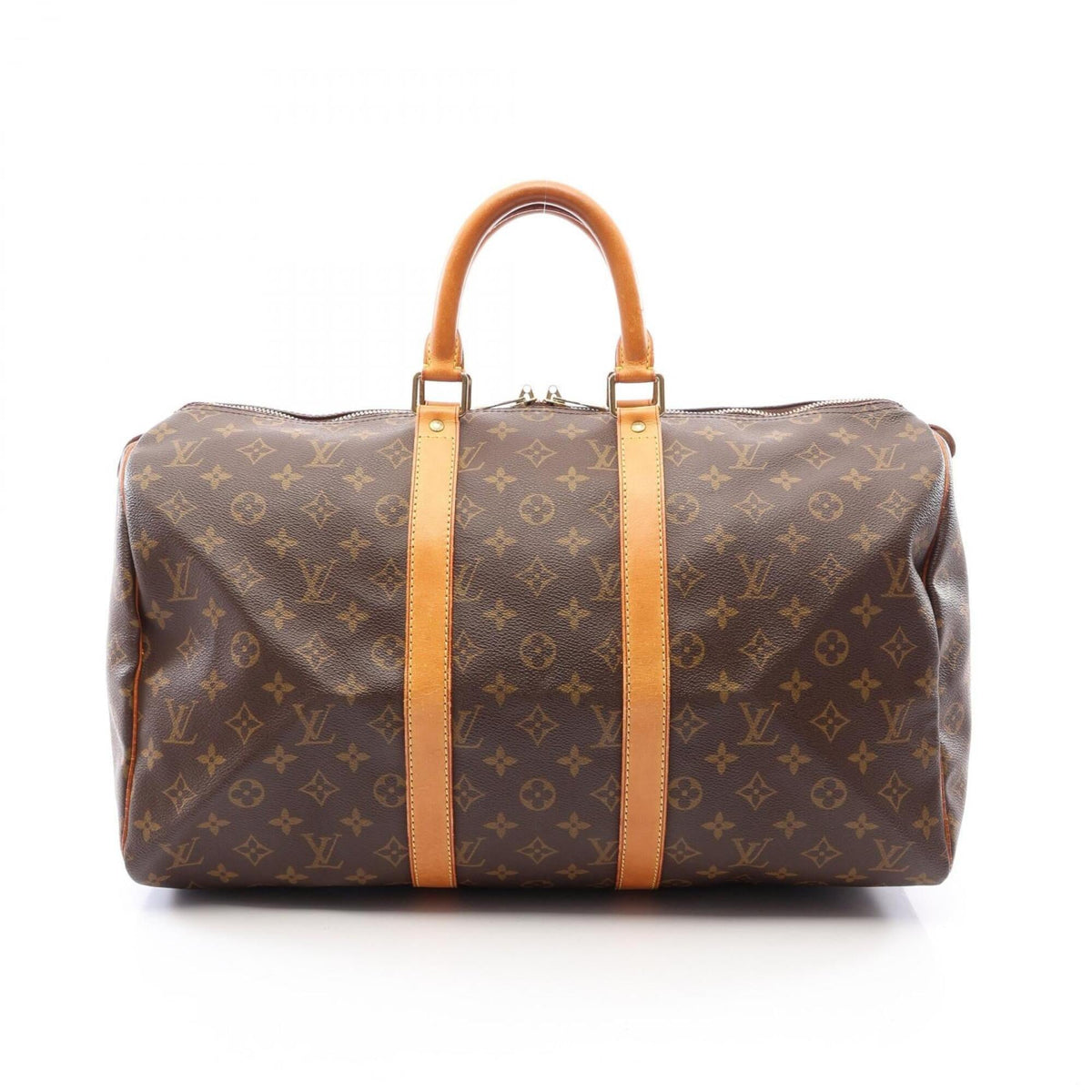 Louis Vuitton Brown Coated Canvas Monogram Leather Boston Bag Handbag (Pre-Owned)
