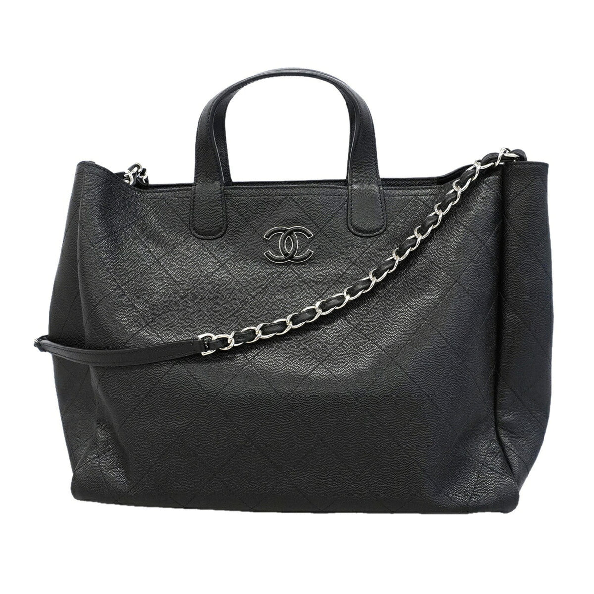 Chanel Black Grained Calfskin Tote Bag (Pre-Owned)