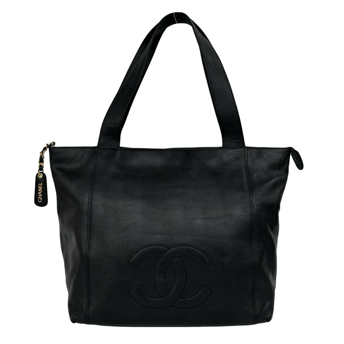 Chanel Black Grained Calfskin Handbag Tote Bag (Pre-Owned)
