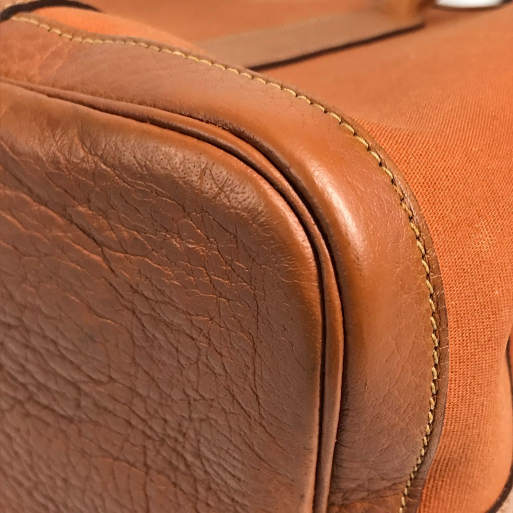 Hermes Orange Negonda Leather Canvas Handbag Shoulder Bag Tote Bag (Pre-Owned)