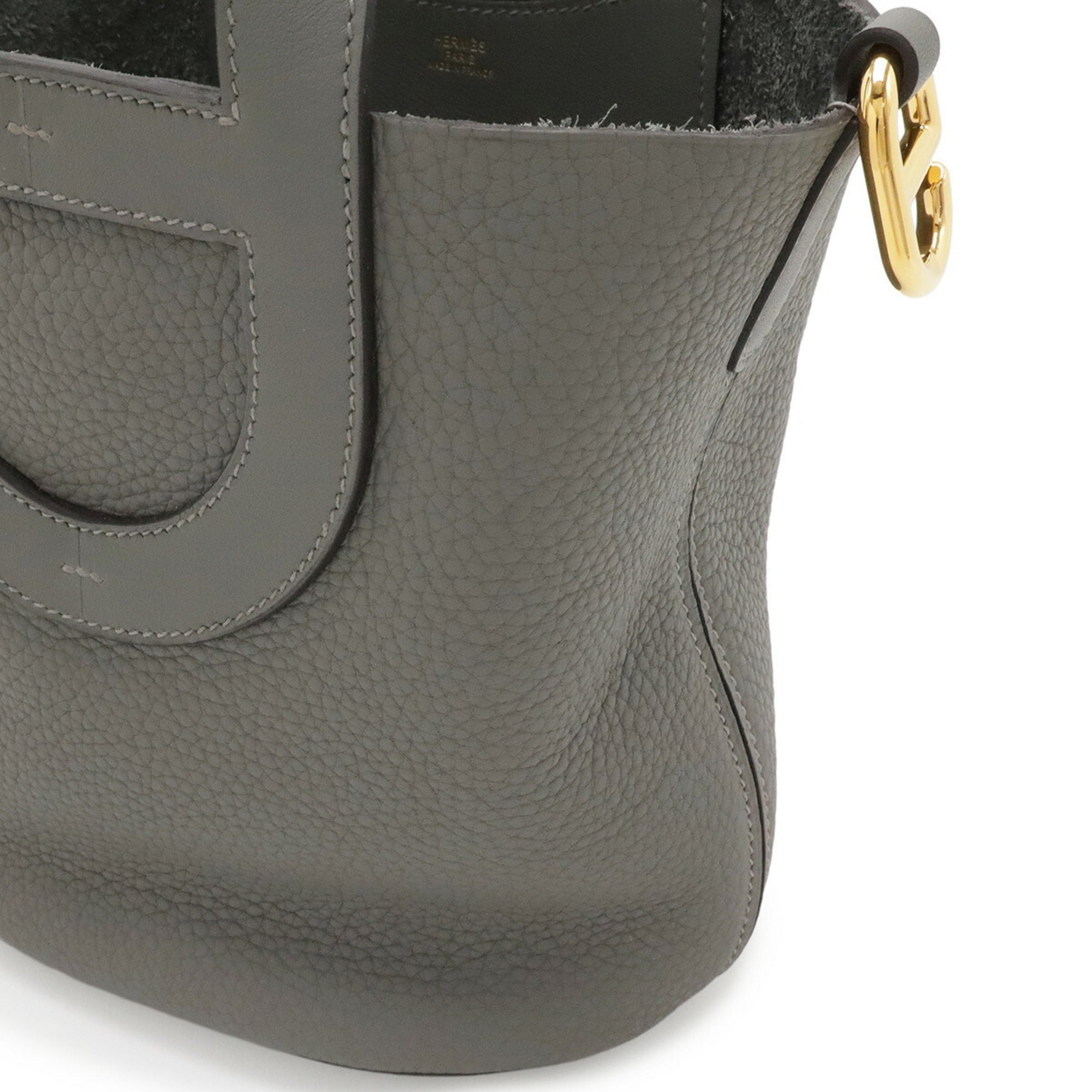 Hermes Gray Taurillon Clemence Leather Swift Leather Tote Bag (Pre-Owned)