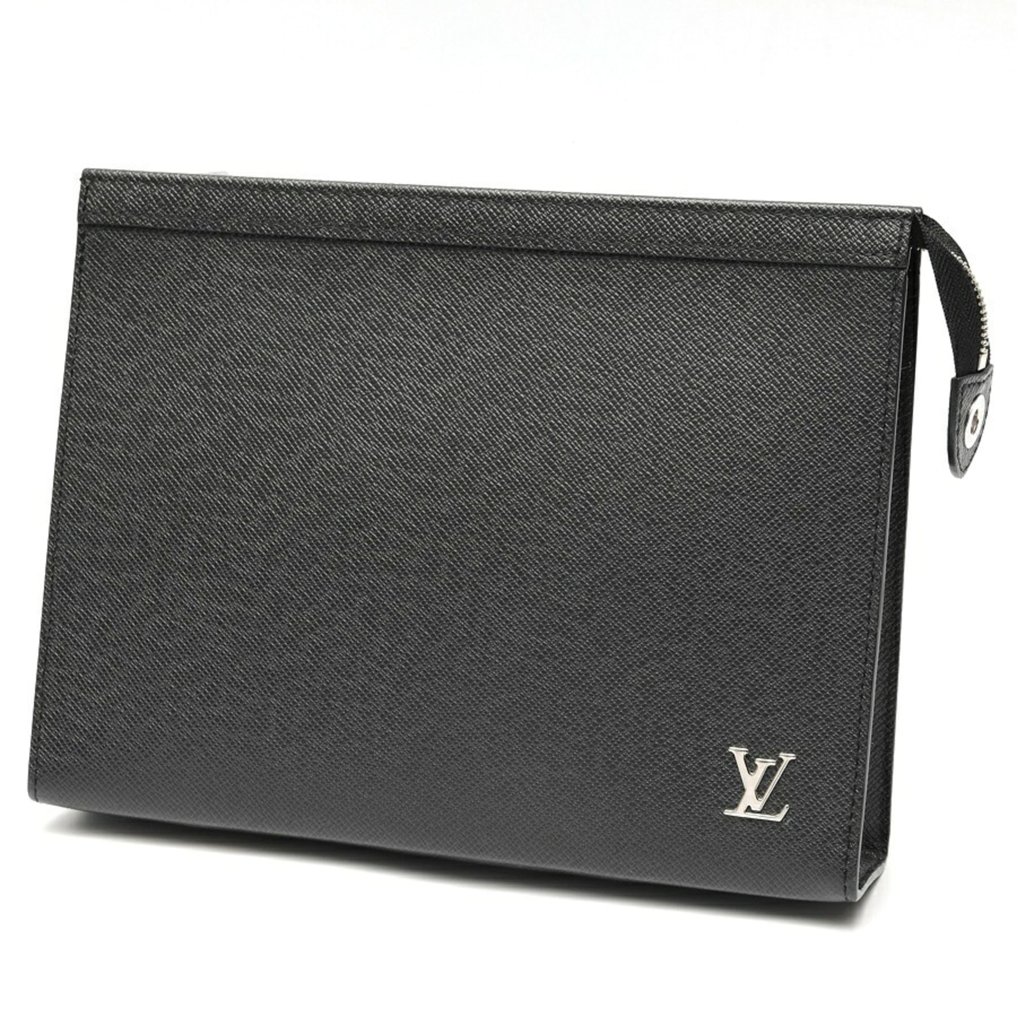 Louis Vuitton Black Taiga Leather Clutch Bag Pochette (Pre-Owned)