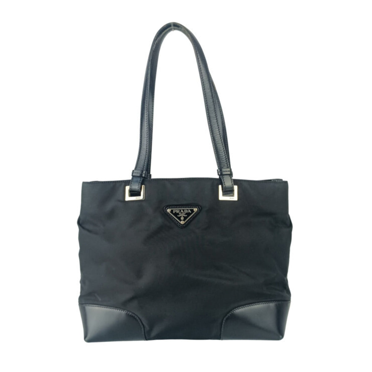 Prada Black Nylon Leather Handbag (Pre-Owned)
