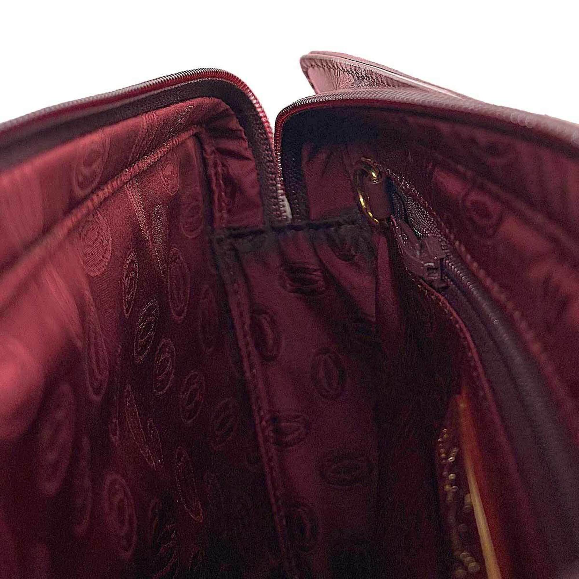 Cartier Bordeaux Leather Clutch Bag Handbag (Pre-Owned)