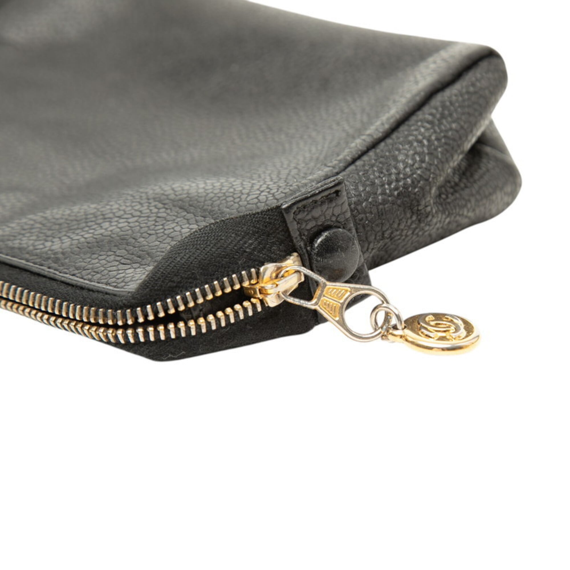 Chanel Black Grained Calfskin Handbag Pouch (Pre-Owned)