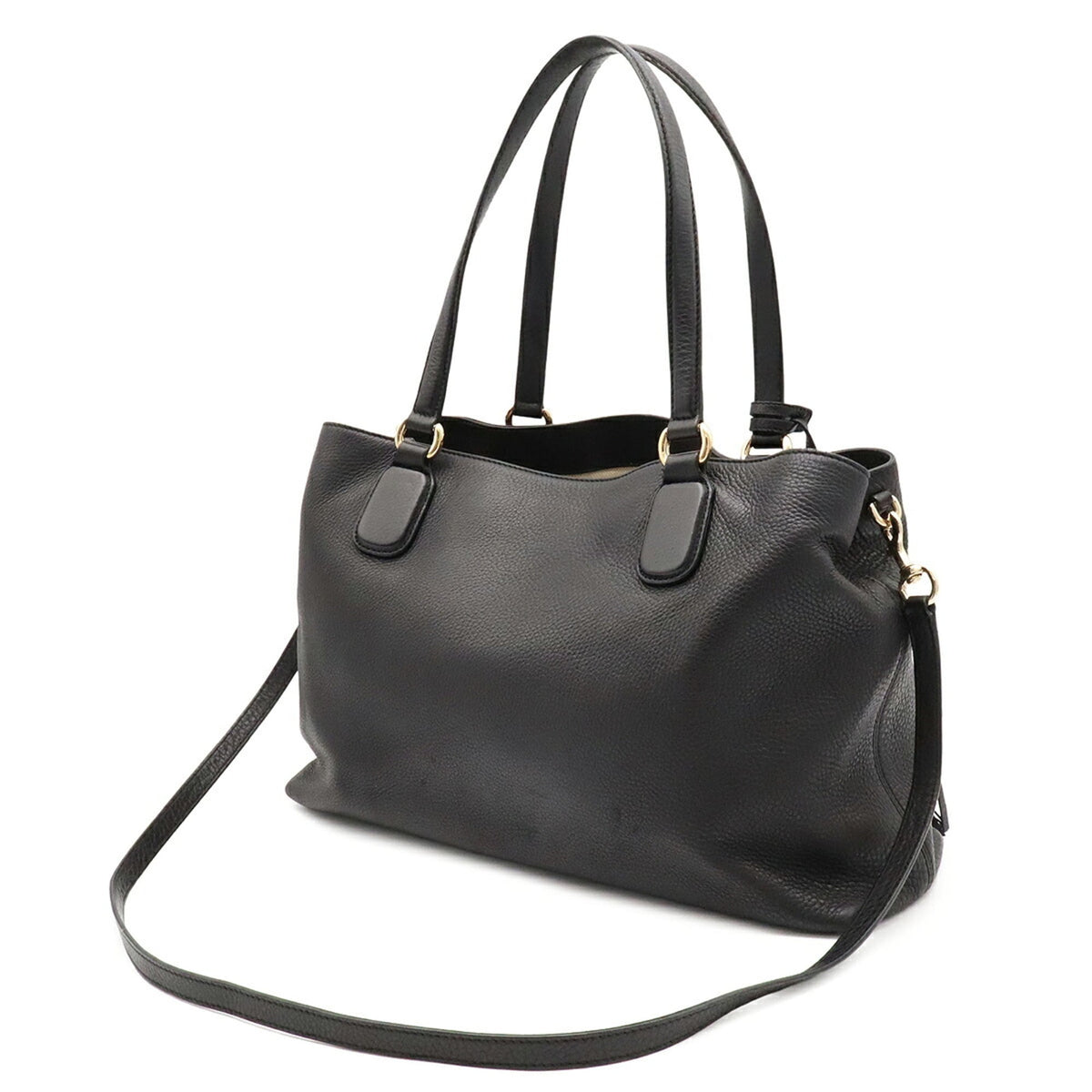 Gucci Black Yellow Leather Shoulder Bag Tote Bag (Pre-Owned)