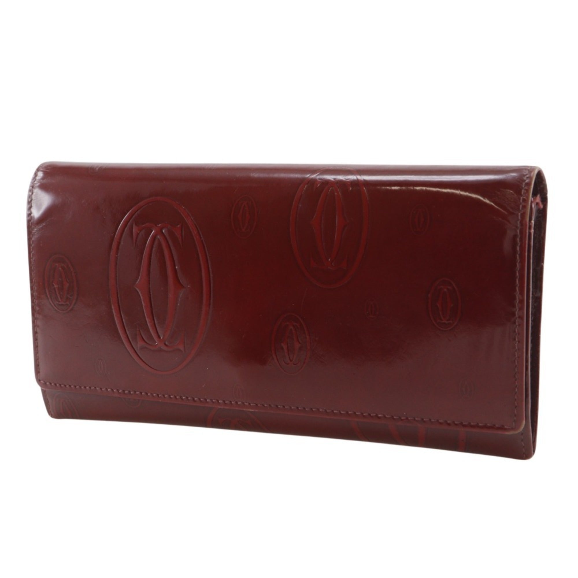 Cartier Bordeaux Patent Leather Long Wallet (Bi-Fold) (Pre-Owned)