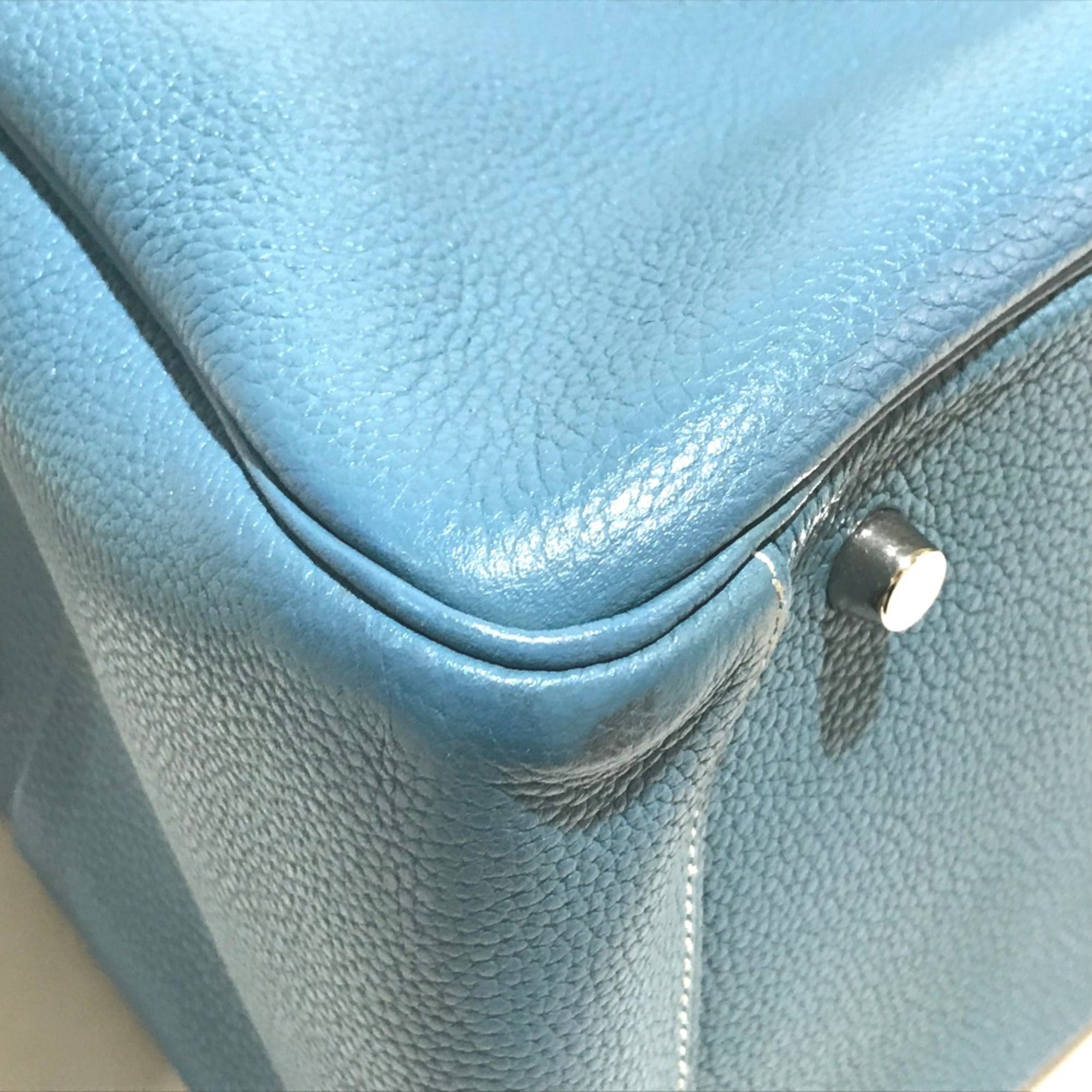 Hermes Blue Leather Handbag (Pre-Owned)