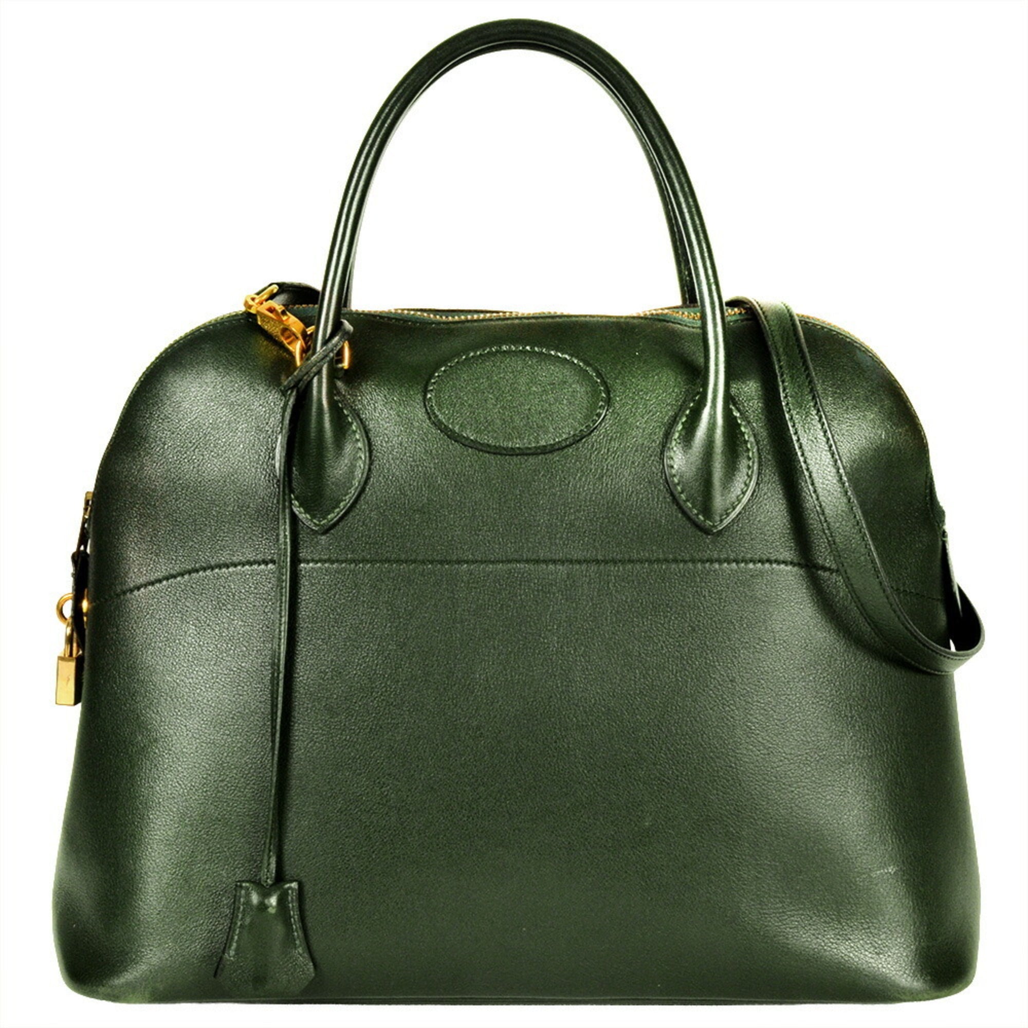 Hermes Bolide Green Ardennes Leather Handbag (Pre-Owned)