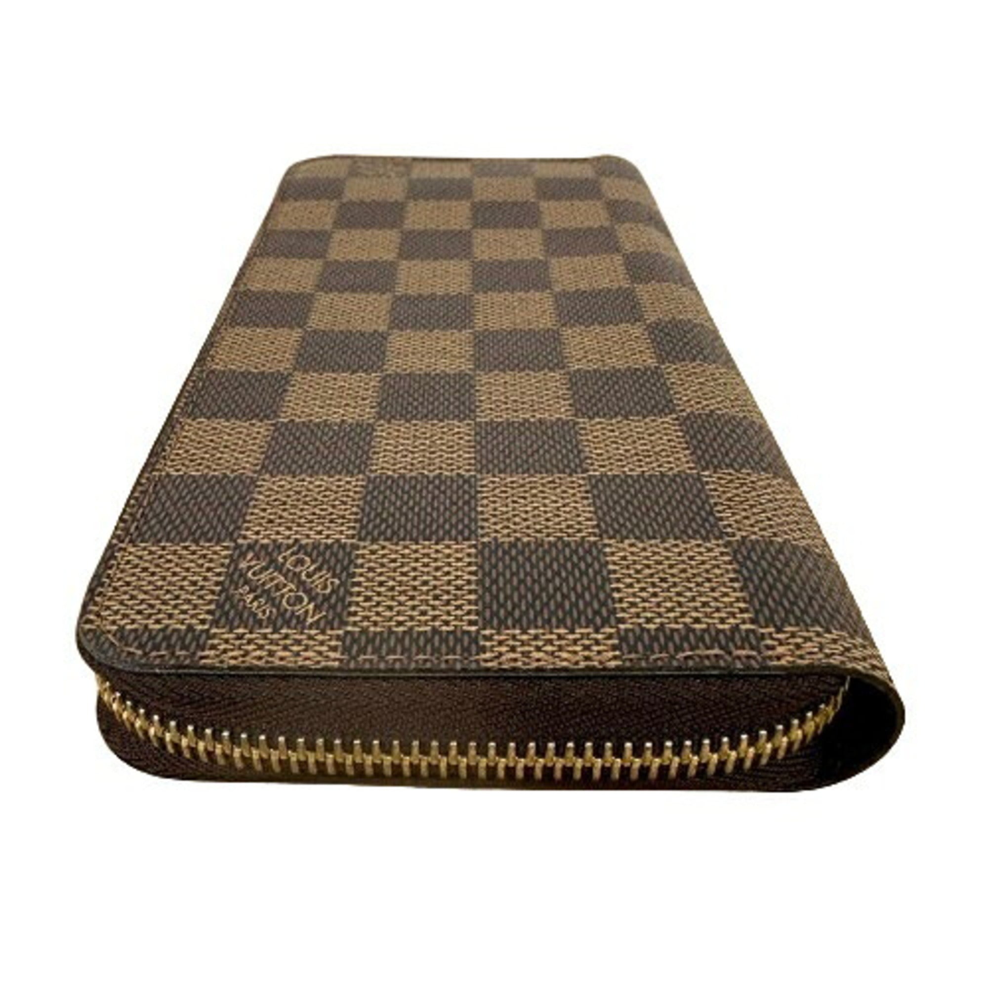 Louis Vuitton Damier Brown Leather Long Wallet (Bi-Fold) (Pre-Owned)