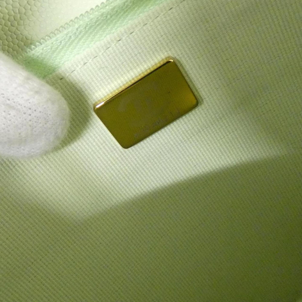 Chanel Light Green Grained Calfskin Chain/Shoulder Wallet (Pre-Owned)