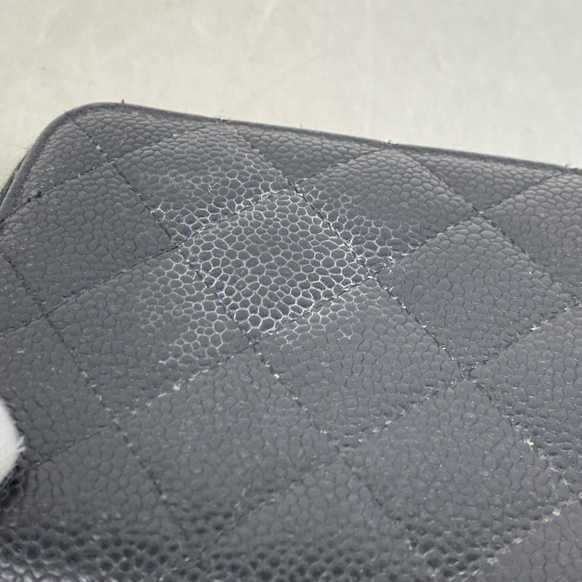 Chanel Black Grained Calfskin Long Wallet (Bi-Fold) (Pre-Owned)