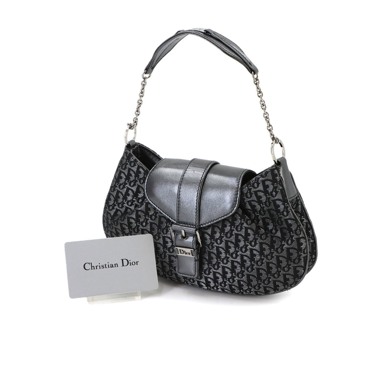 Christian Dior Gray Canvas Leather Handbag (Pre-Owned)
