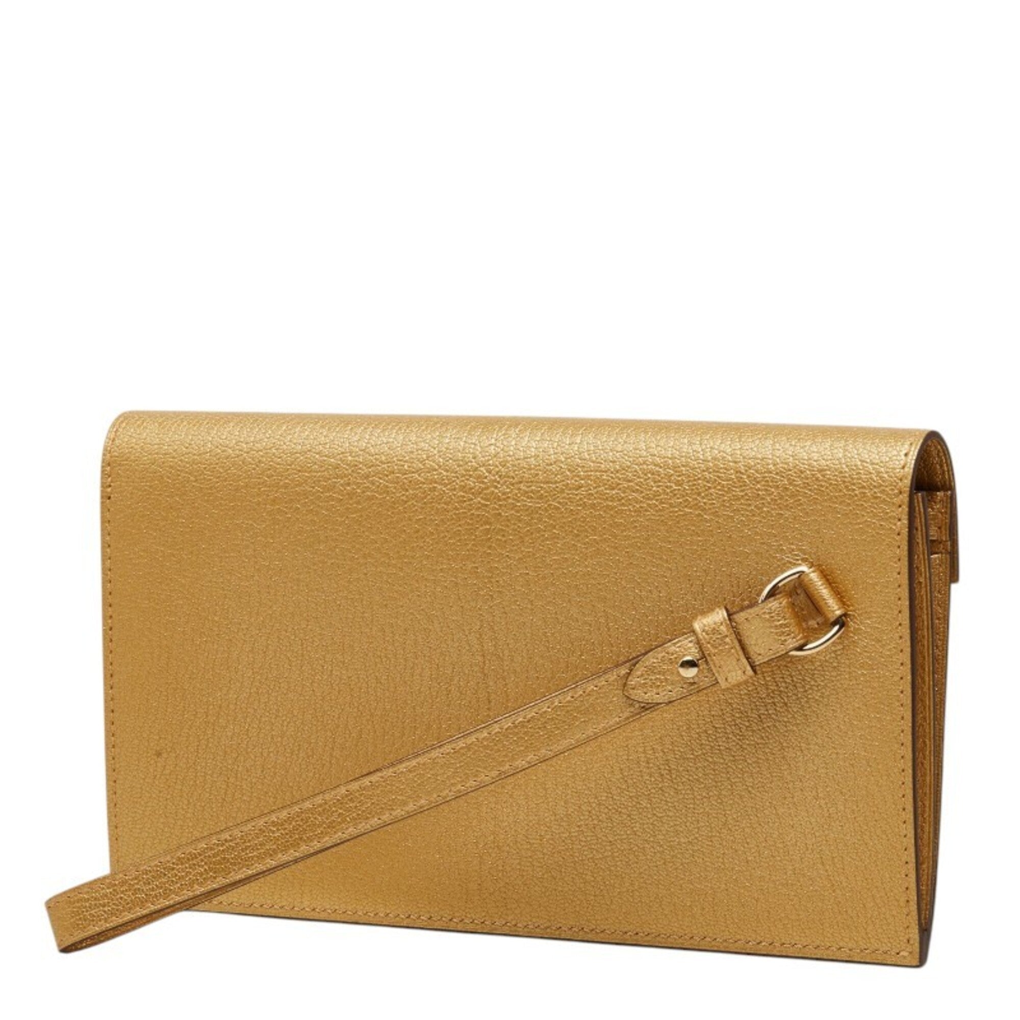 Hermes Gold Chevre Leather Long Wallet (Bi-Fold) (Pre-Owned)
