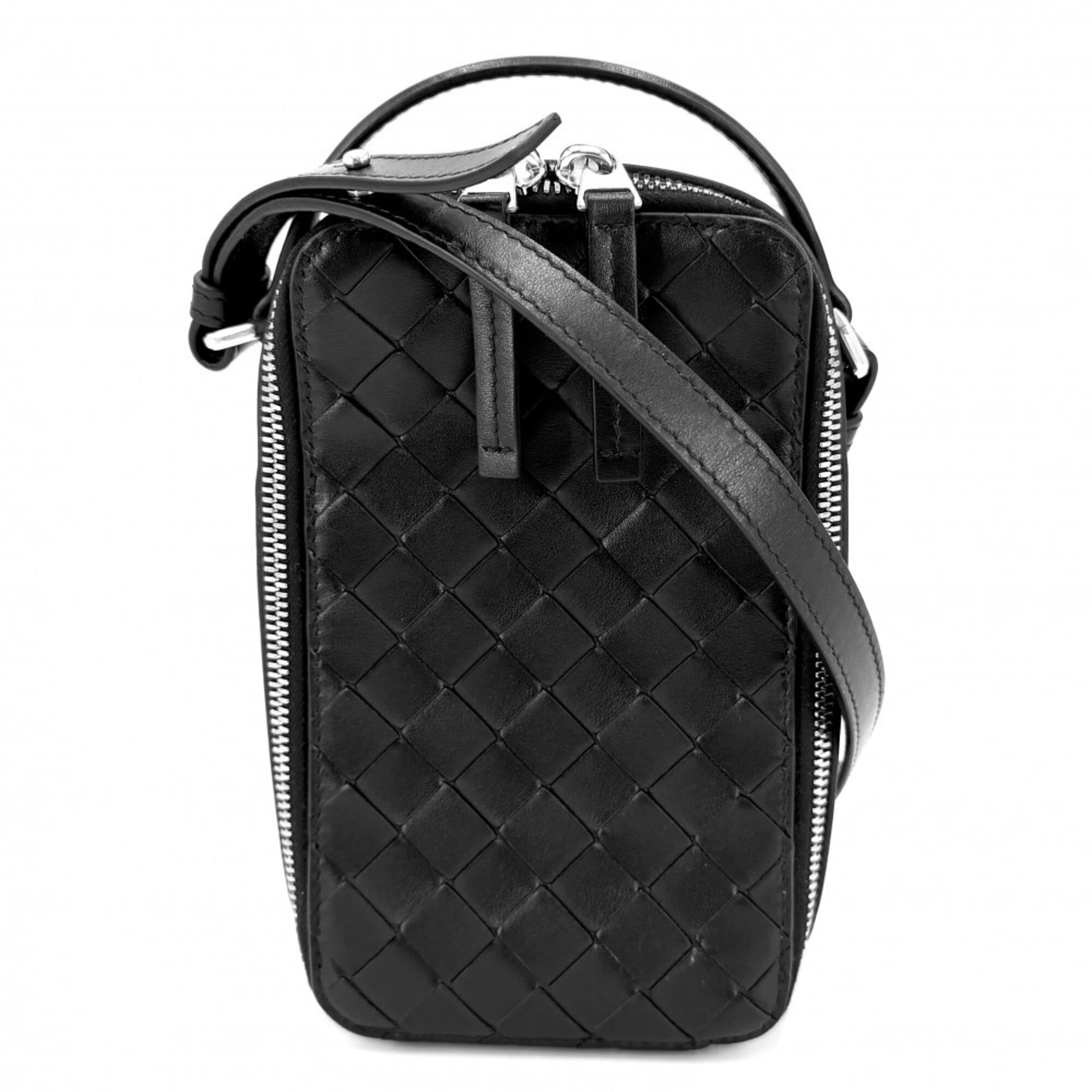 Bottega Veneta Black Leather Handbag Shoulder Bag (Pre-Owned)
