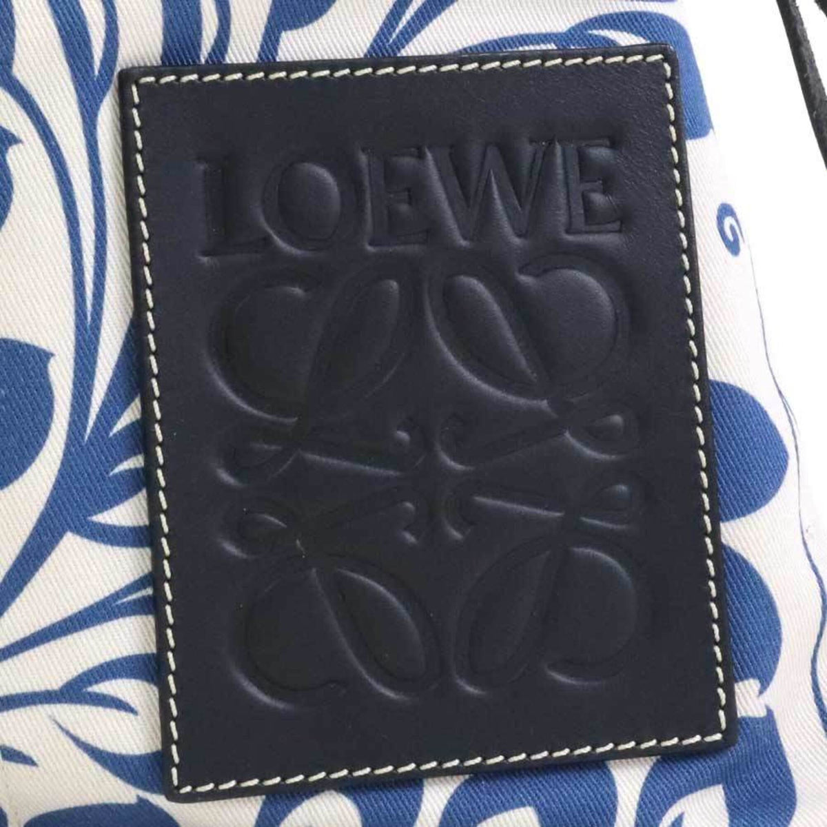 Loewe Black Blue White Canvas Leather Shoulder Bag (Pre-Owned)