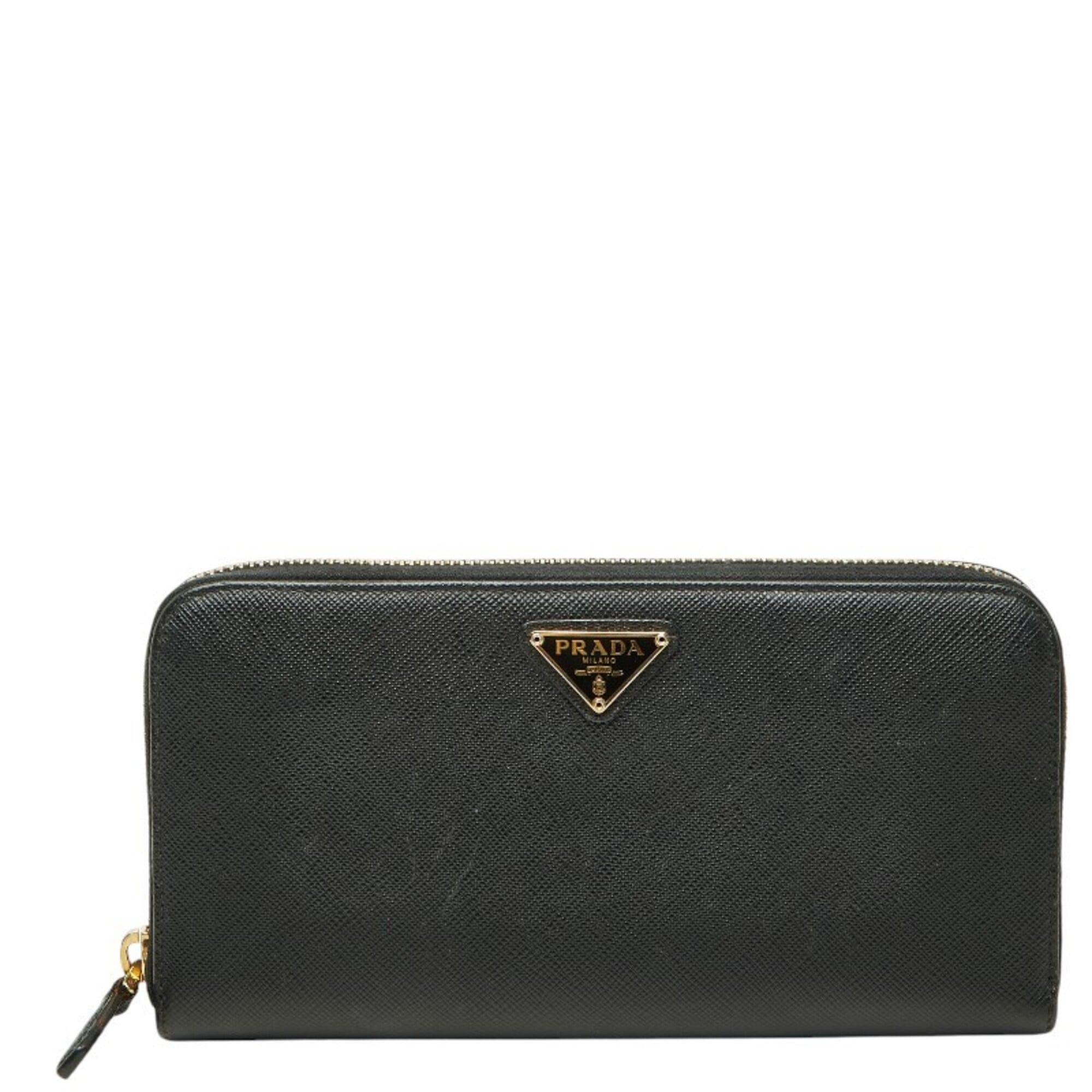 Prada Black Leather Long Wallet (Bi-Fold) (Pre-Owned)