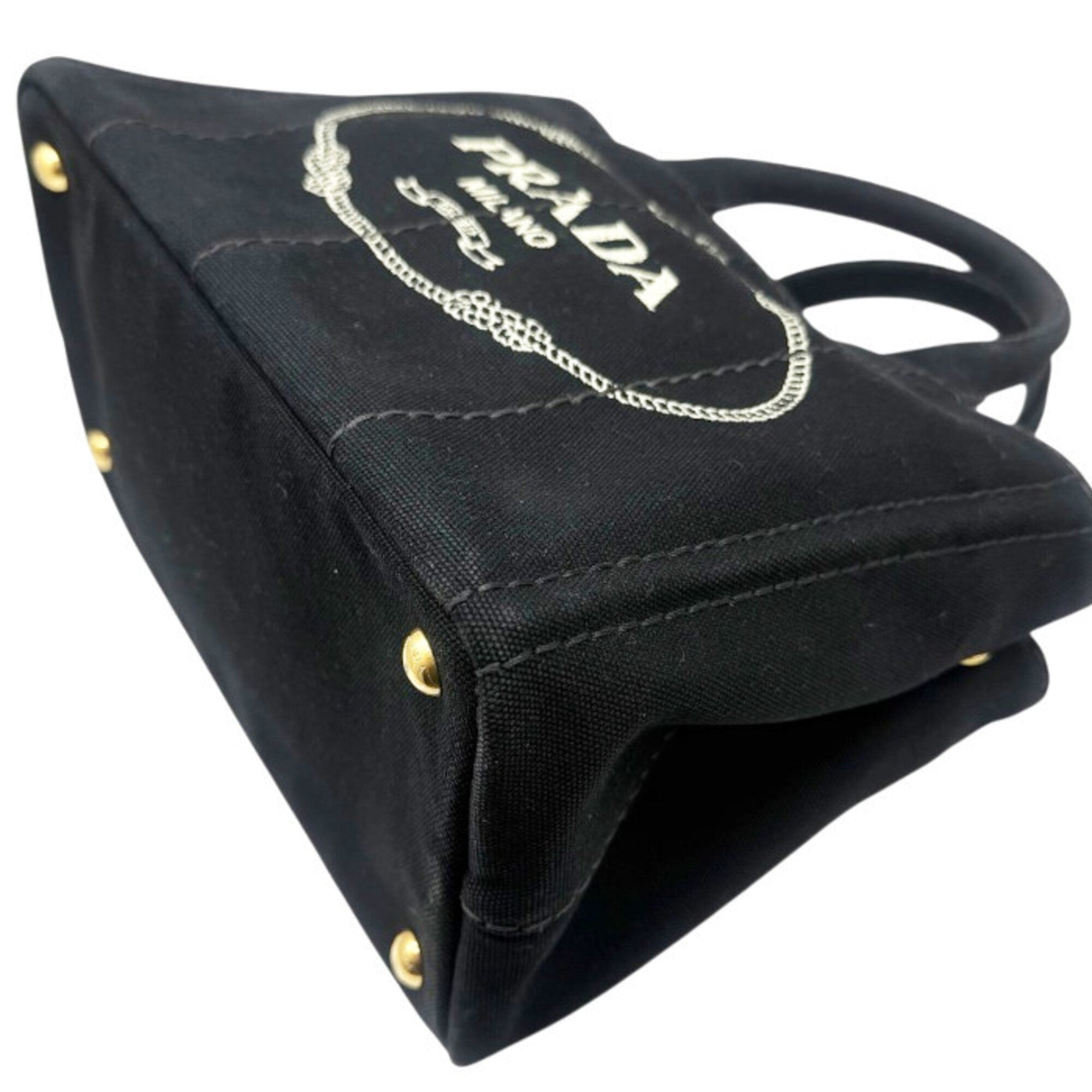 Prada Black Canvas Handbag Shoulder Bag (Pre-Owned)