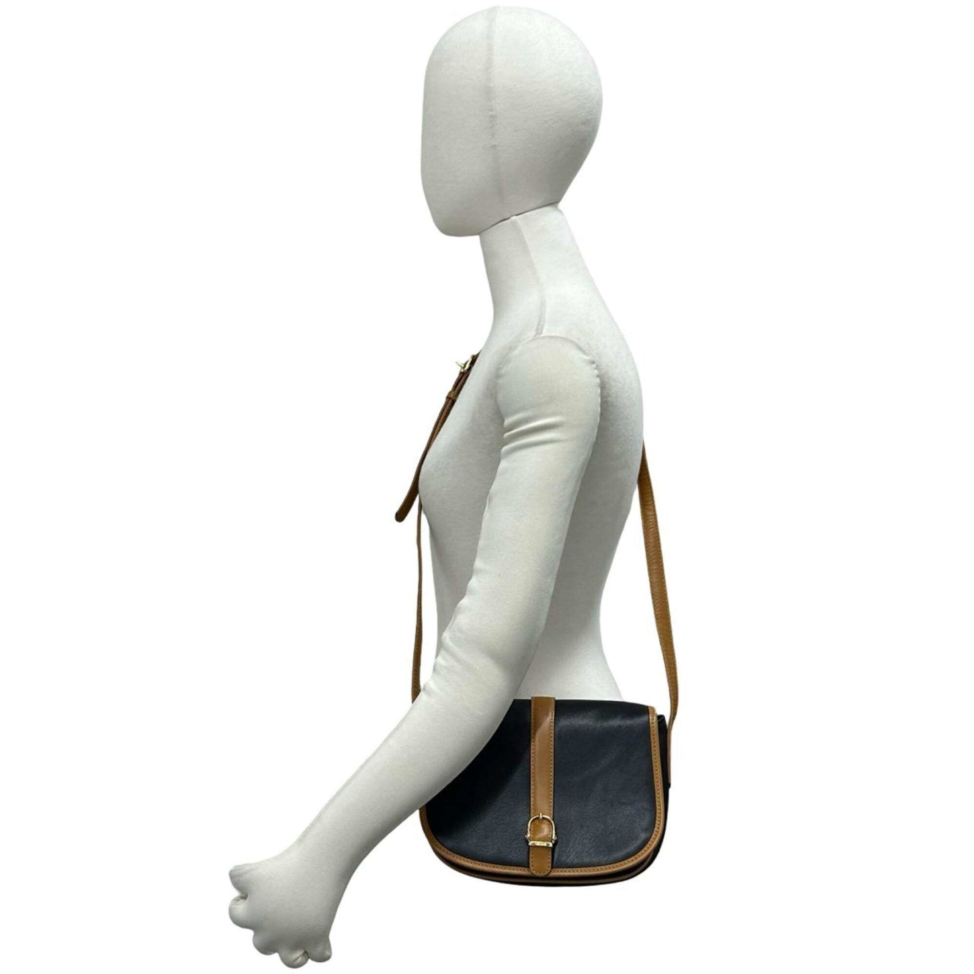 Celine Black Brown Leather Pochette Shoulder Bag (Pre-Owned)