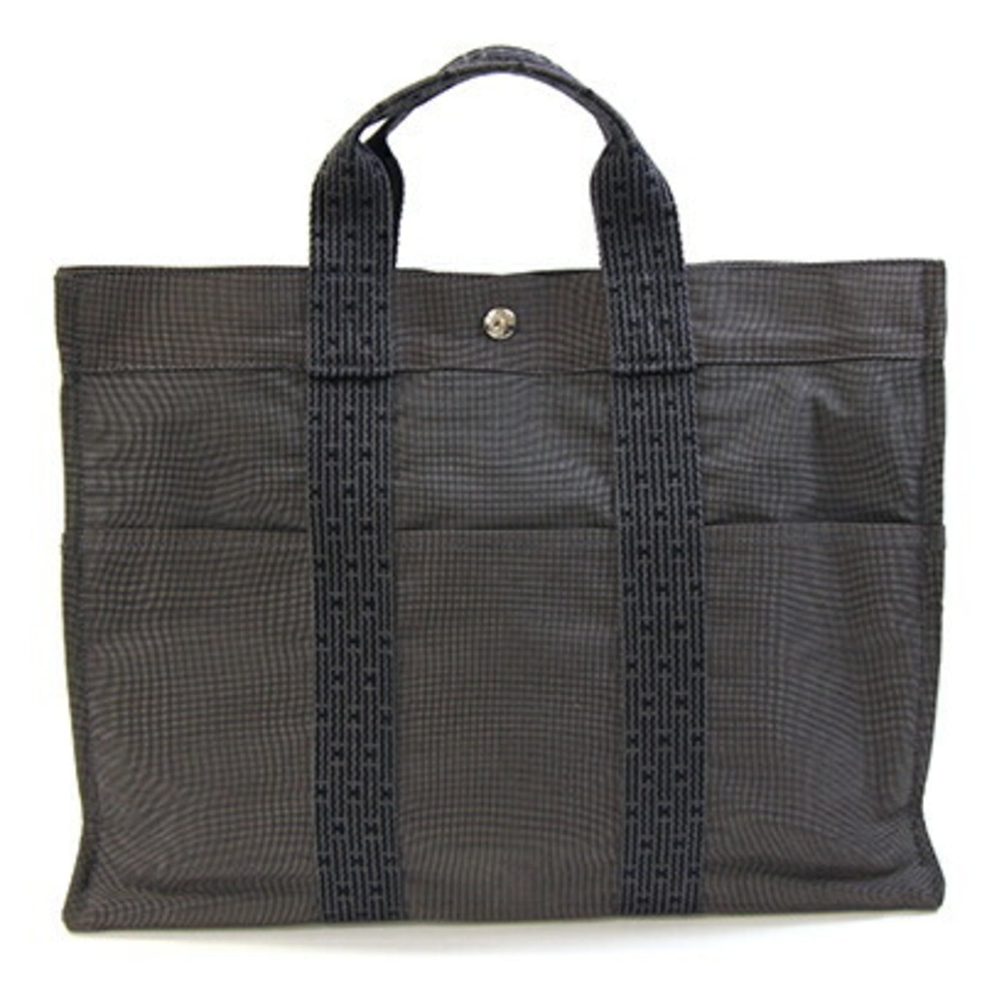 Hermes Her Line Gray Canvas Handbag Tote Bag (Pre-Owned)