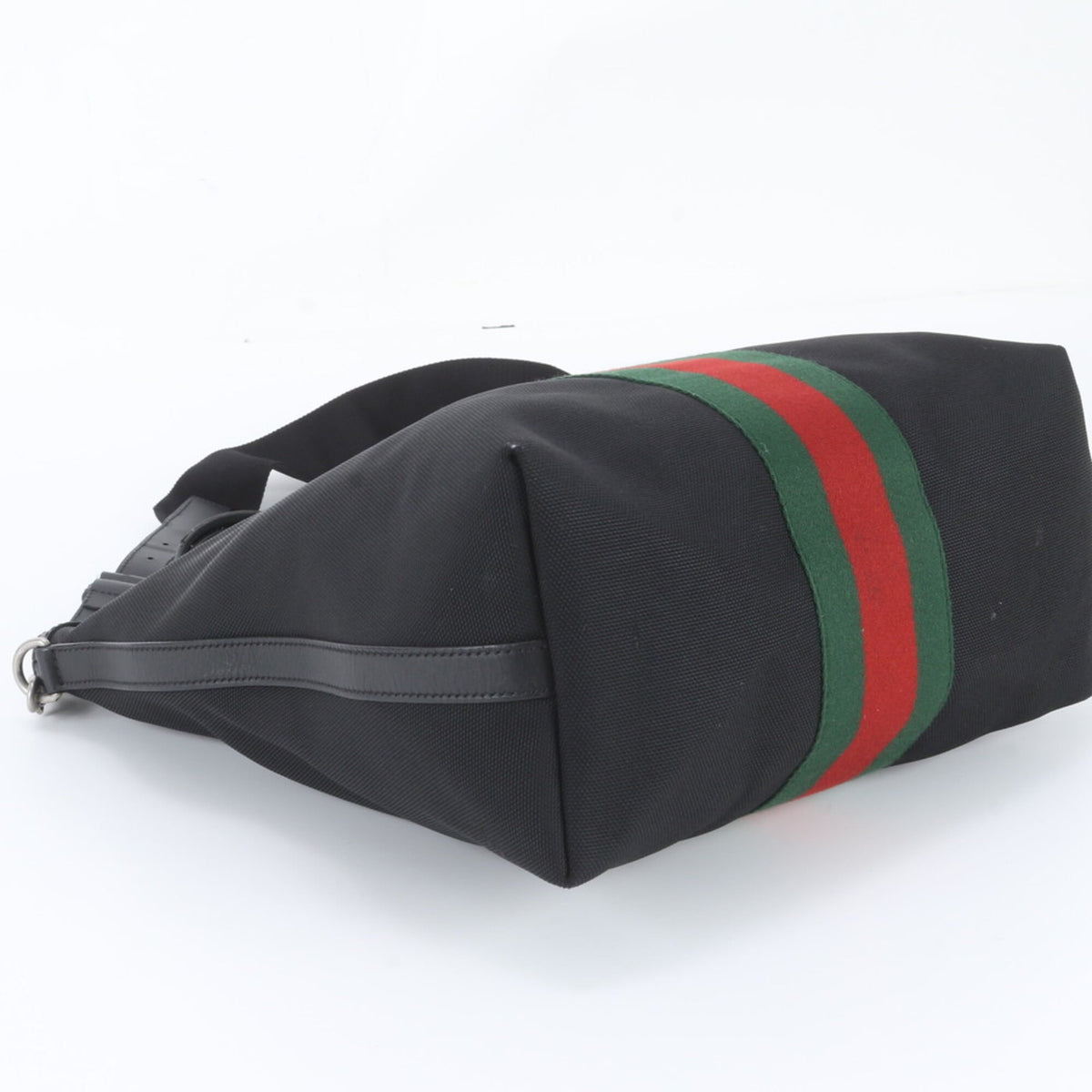 Gucci Black Leather Canvas Shoulder Bag Tote Bag (Pre-Owned)