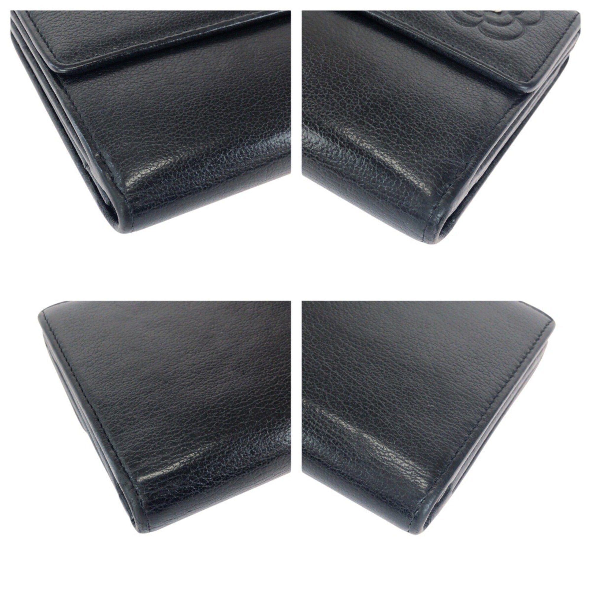 Chanel Black Leather Long Wallet (Bi-Fold) (Pre-Owned)