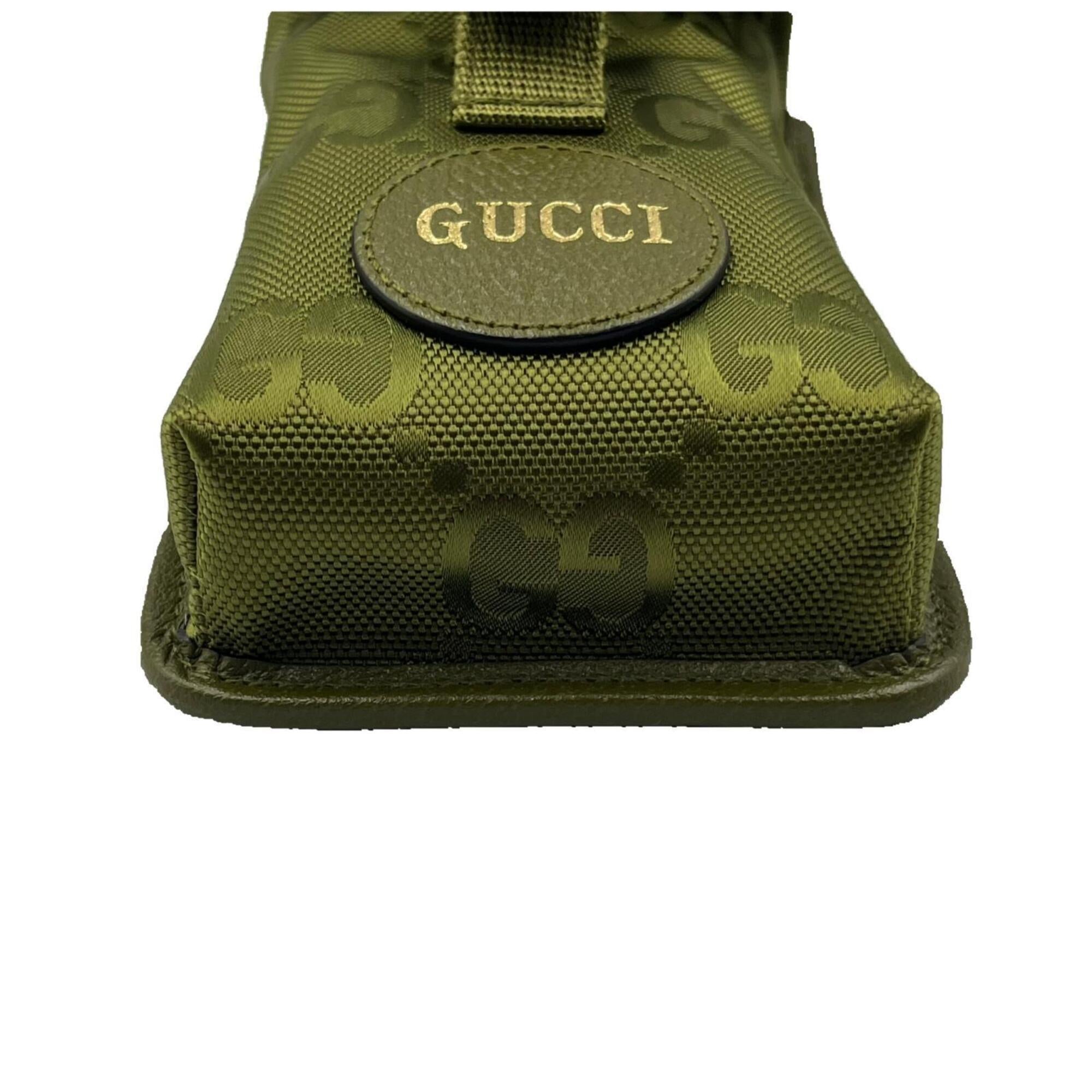 Gucci Green Leather Gg Canvas Shoulder Bag (Pre-Owned)