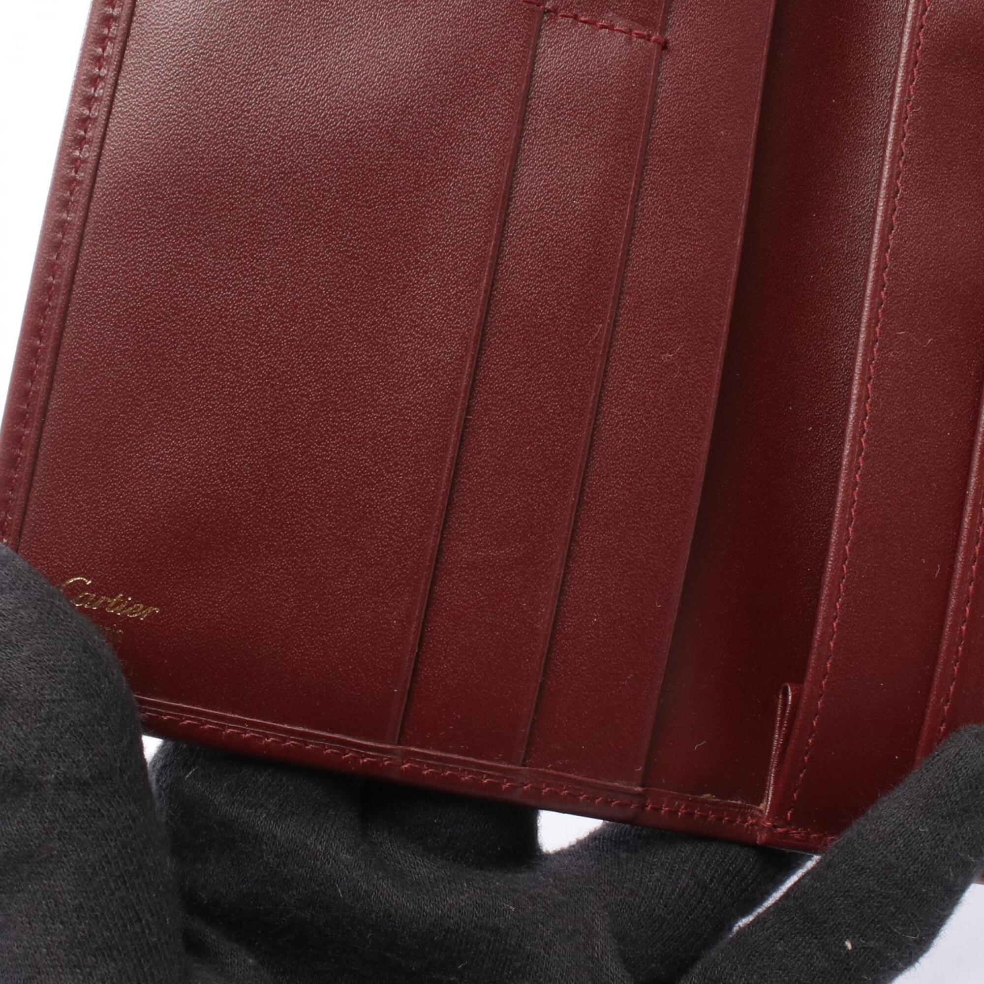 Cartier Bordeaux Leather Long Wallet (Bi-Fold) (Pre-Owned)