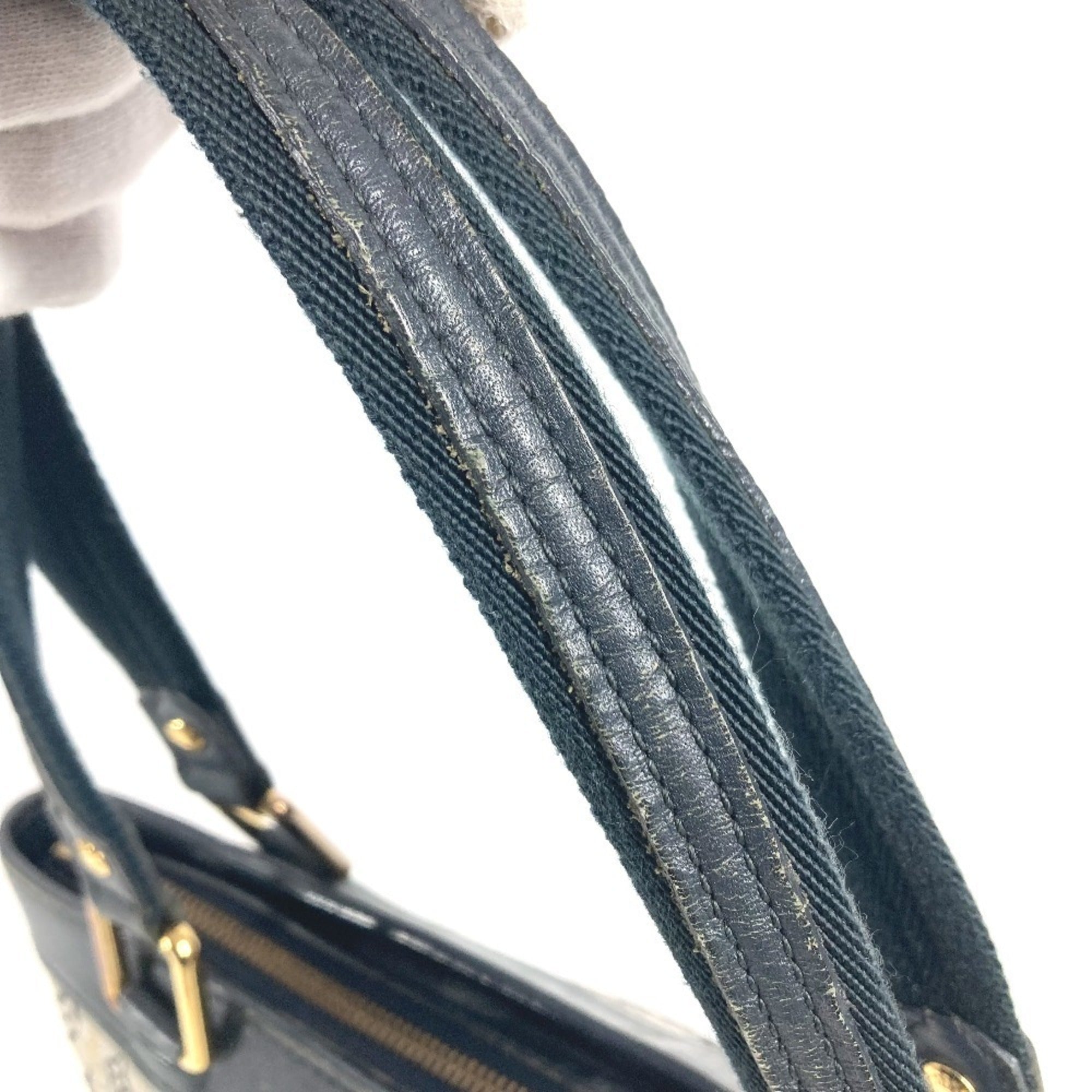 Louis Vuitton Navy Monogram Mini Canvas Leather Handbag Shoulder Bag Tote Bag (Pre-Owned)