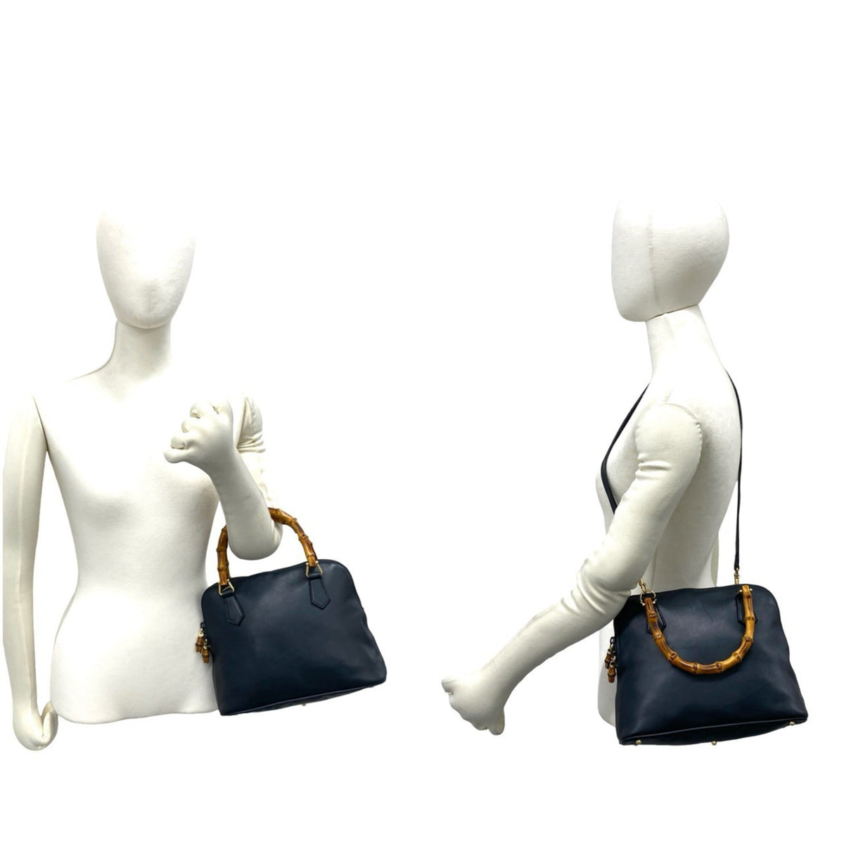 Gucci Navy Leather Handbag Shoulder Bag (Pre-Owned)