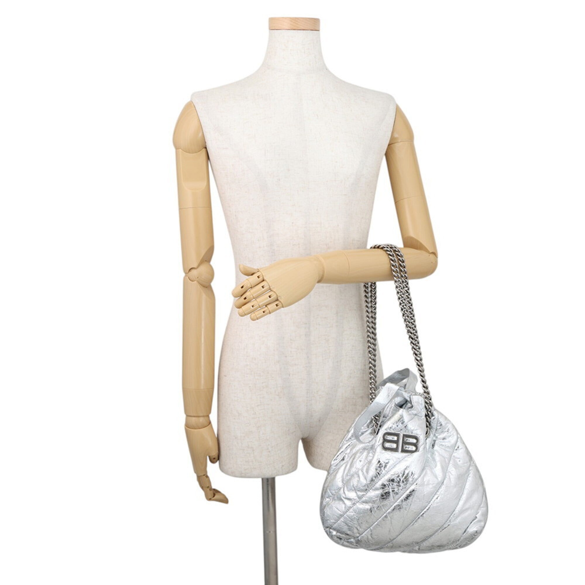 Balenciaga Silver Leather Handbag Shoulder Bag Tote Bag (Pre-Owned)