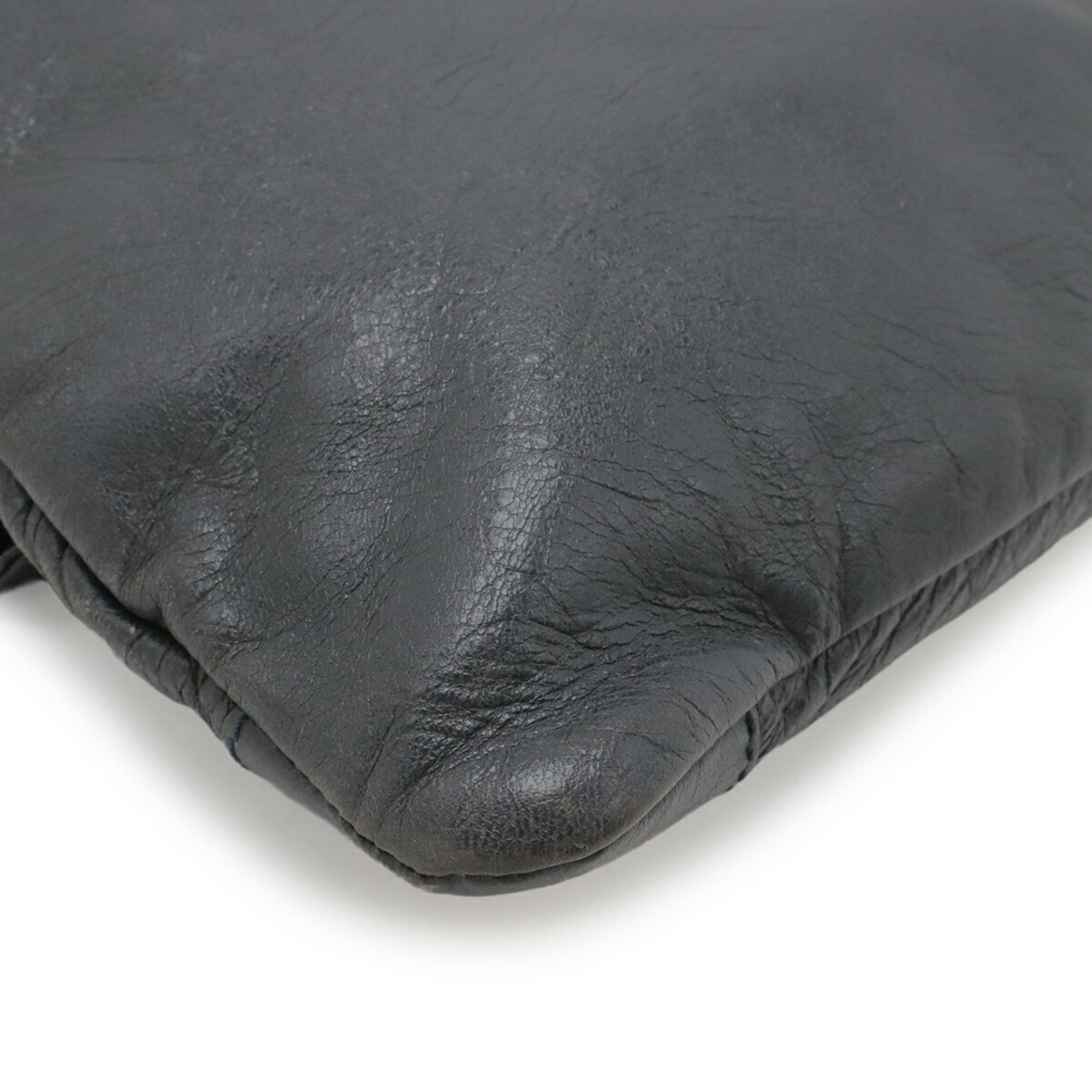 Balenciaga Giant Dark Gray Leather Clutch Bag Shoulder Bag (Pre-Owned)