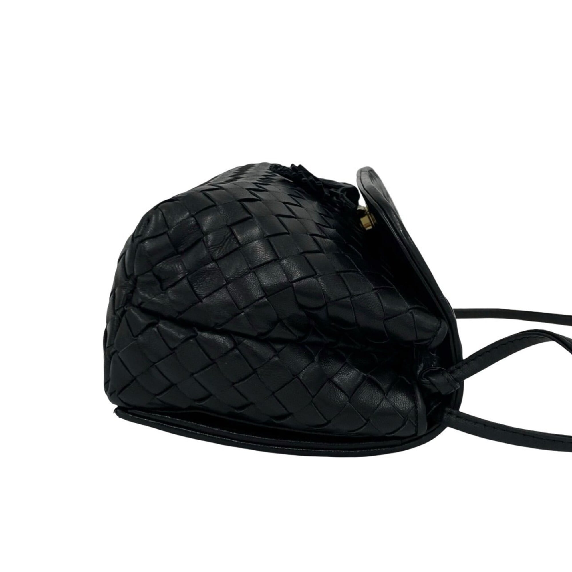 Bottega Veneta Black Leather Pochette Shoulder Bag (Pre-Owned)