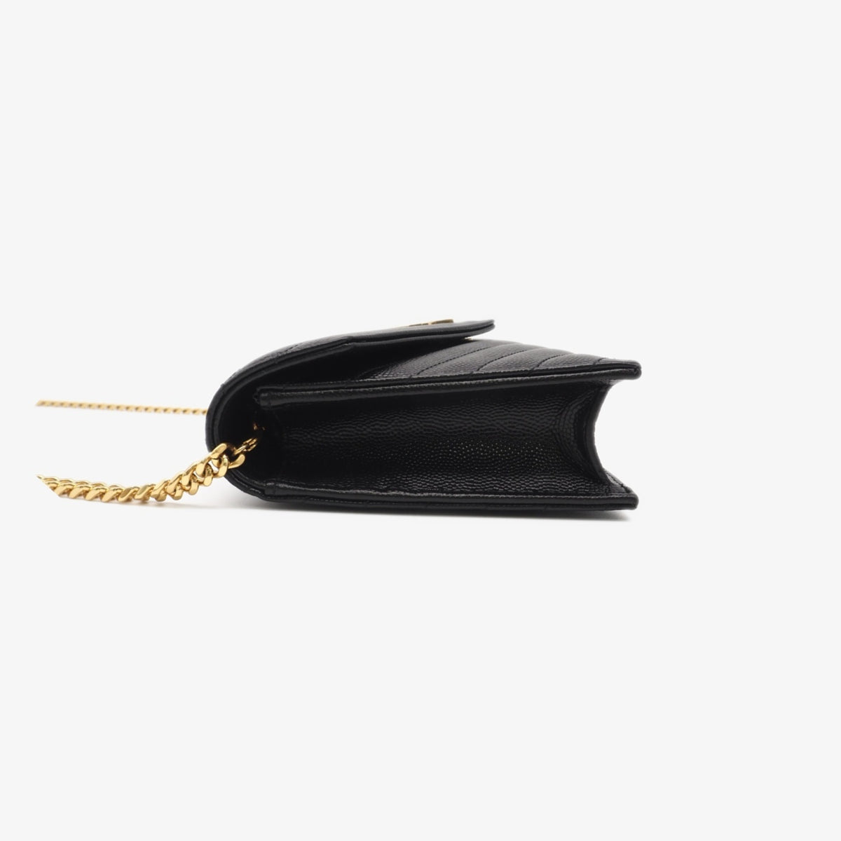 Yves Saint Laurent Black Leather Chain/Shoulder Wallet (Pre-Owned)