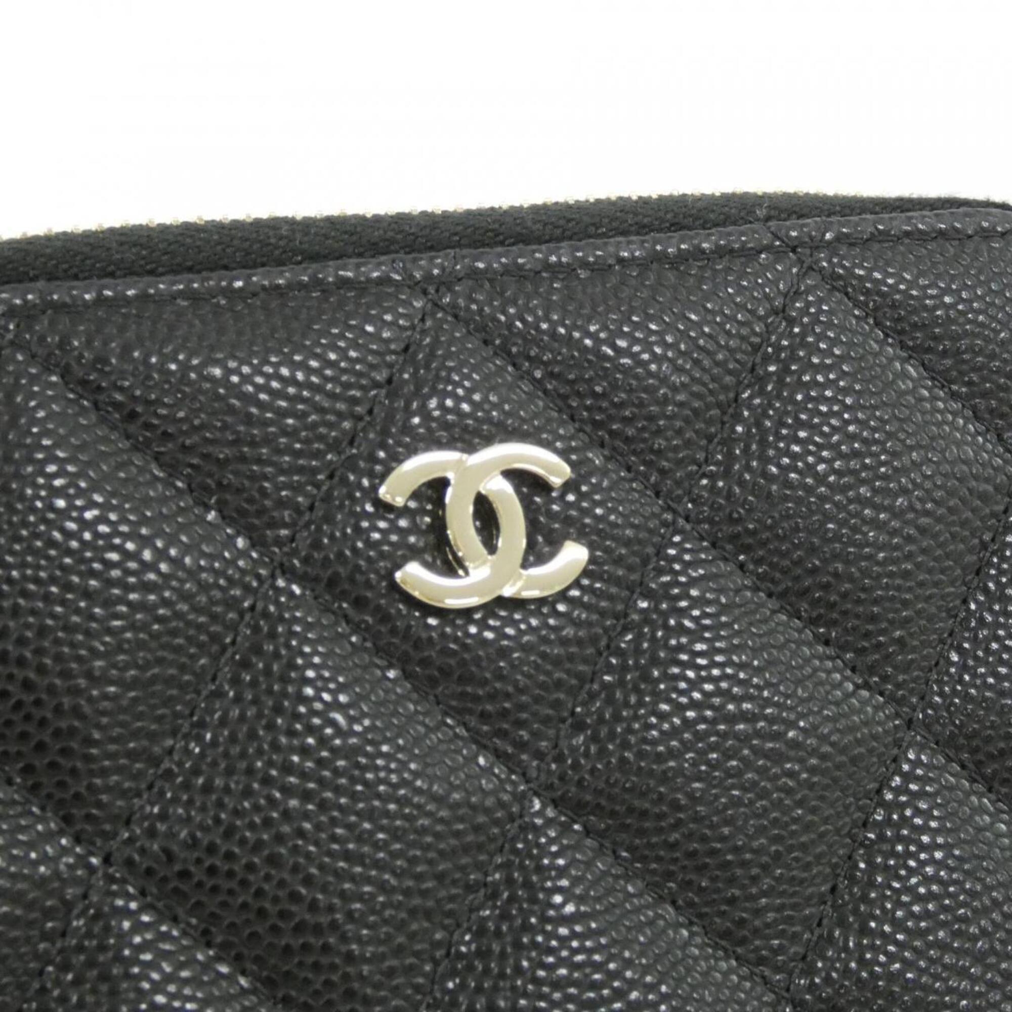 Chanel Black Grained Calfskin Wallet (Bi-Fold) (Pre-Owned)