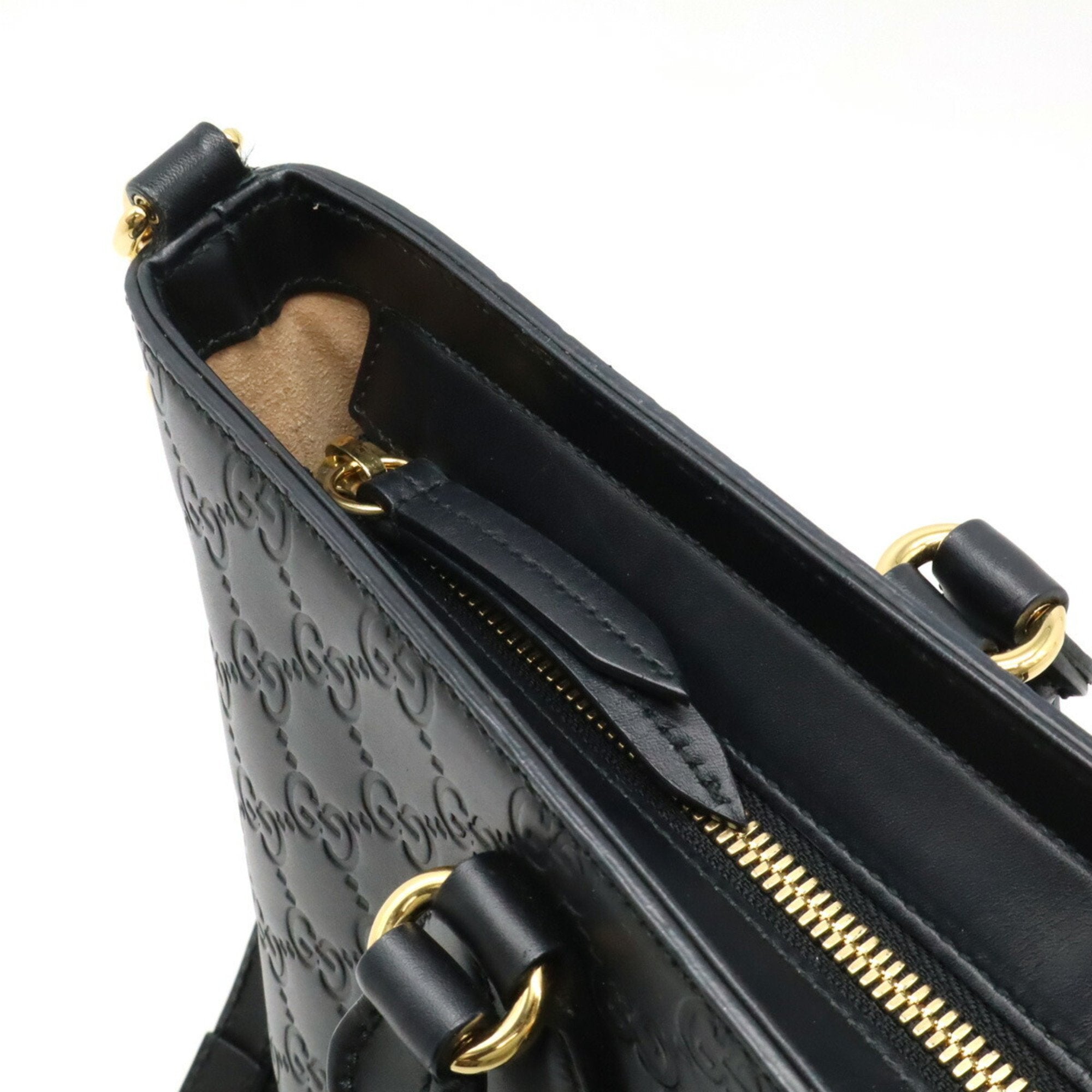 Gucci Black Leather Handbag Shoulder Bag Tote Bag (Pre-Owned)