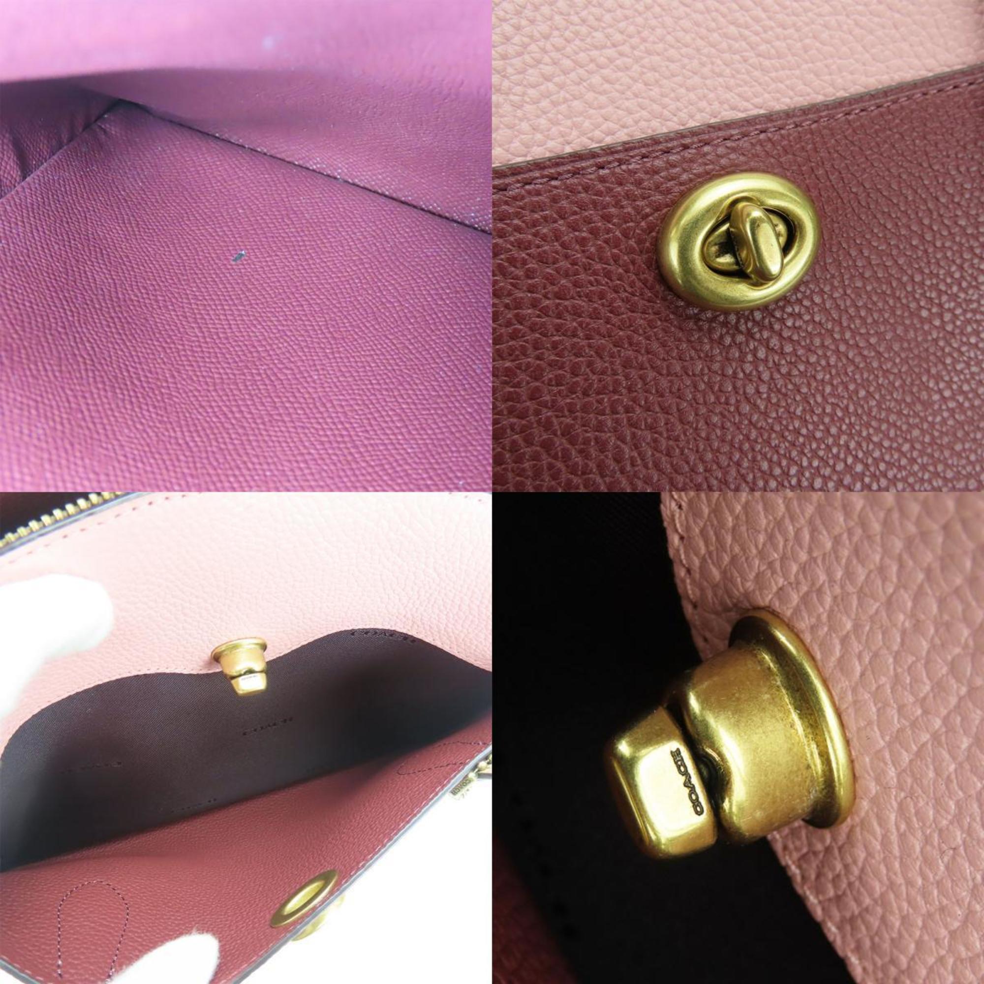 Coach Beige Multi-Color Pink Wine Leather Handbag (Pre-Owned)